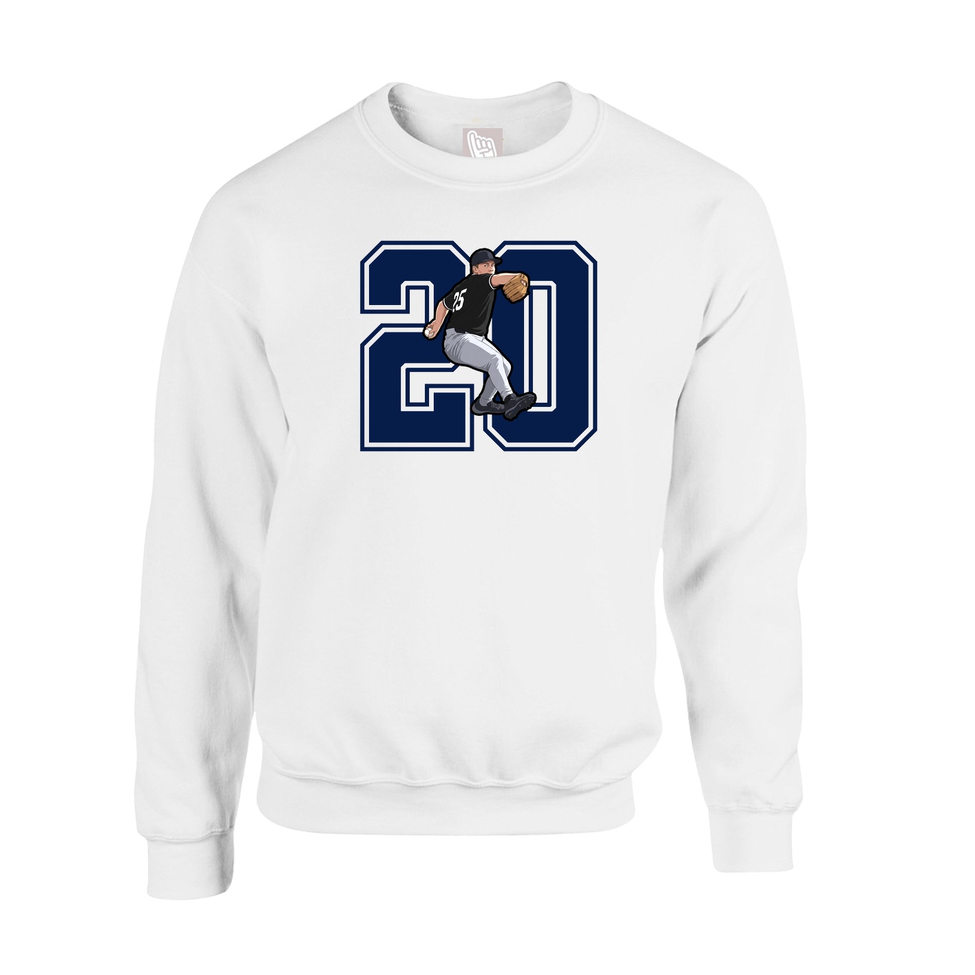 Fleece Crew — Number in White