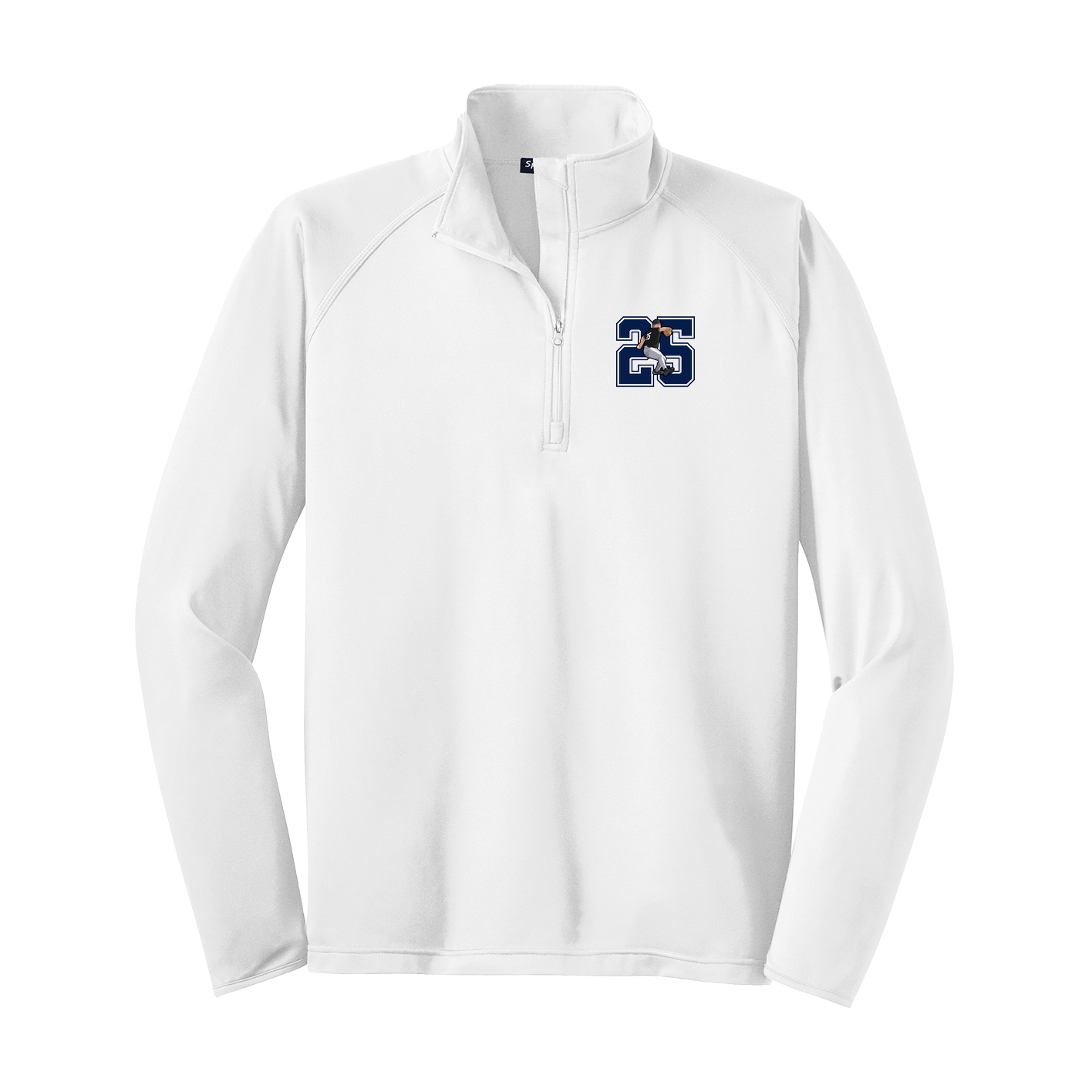 Q-Zip Pullover — Number in White
