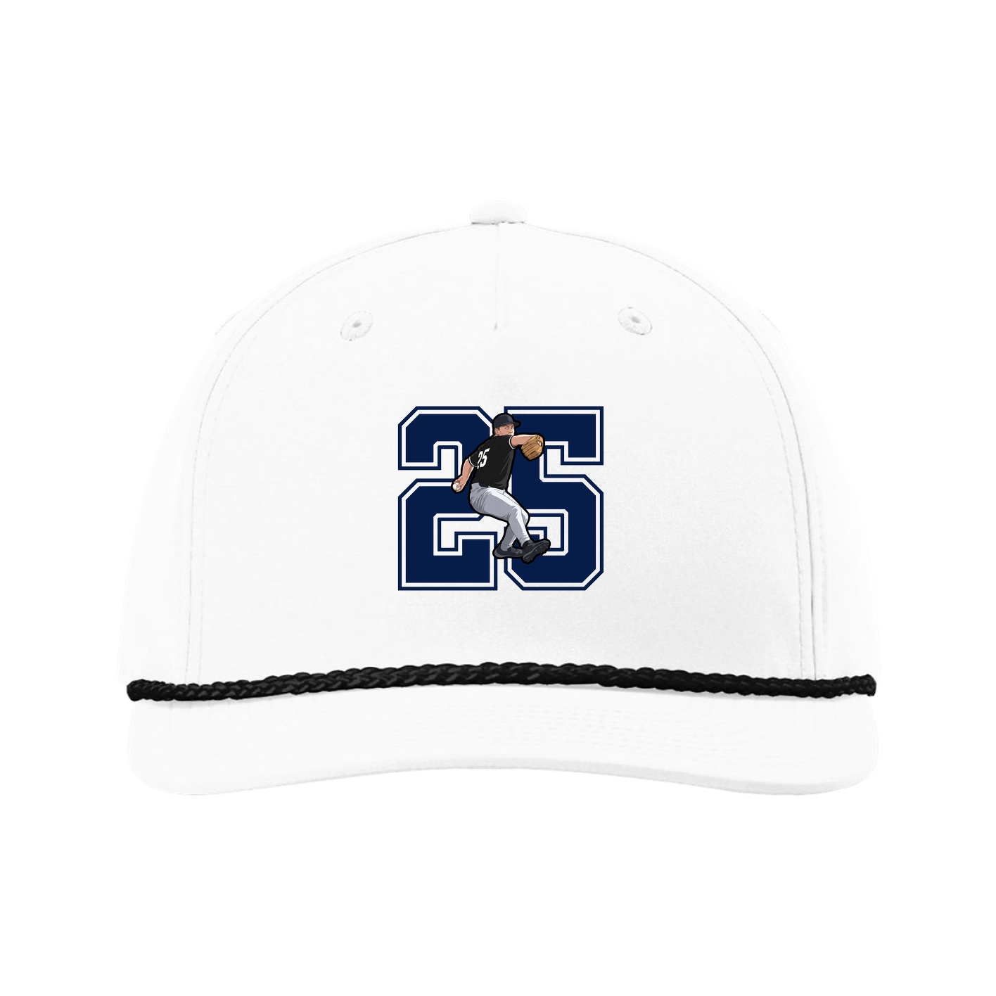 Five-Panel Classic Rope Cap — Number in White
