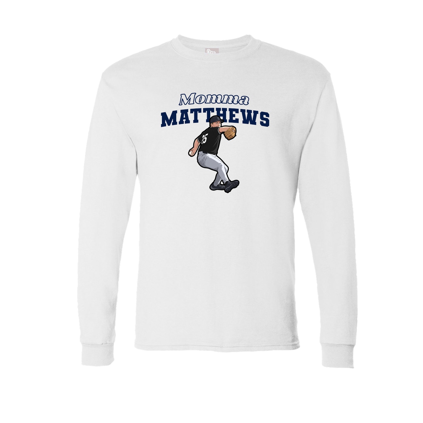 Long Sleeve Tee — Mothers Day Block in White