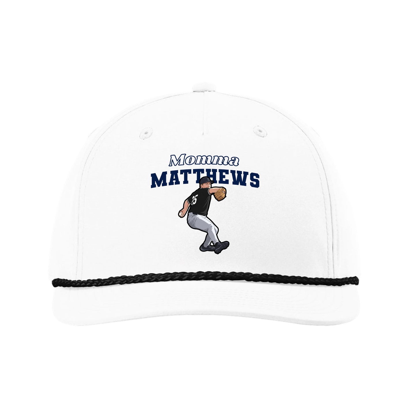 Five-Panel Classic Rope Cap — Mothers Day Block in White