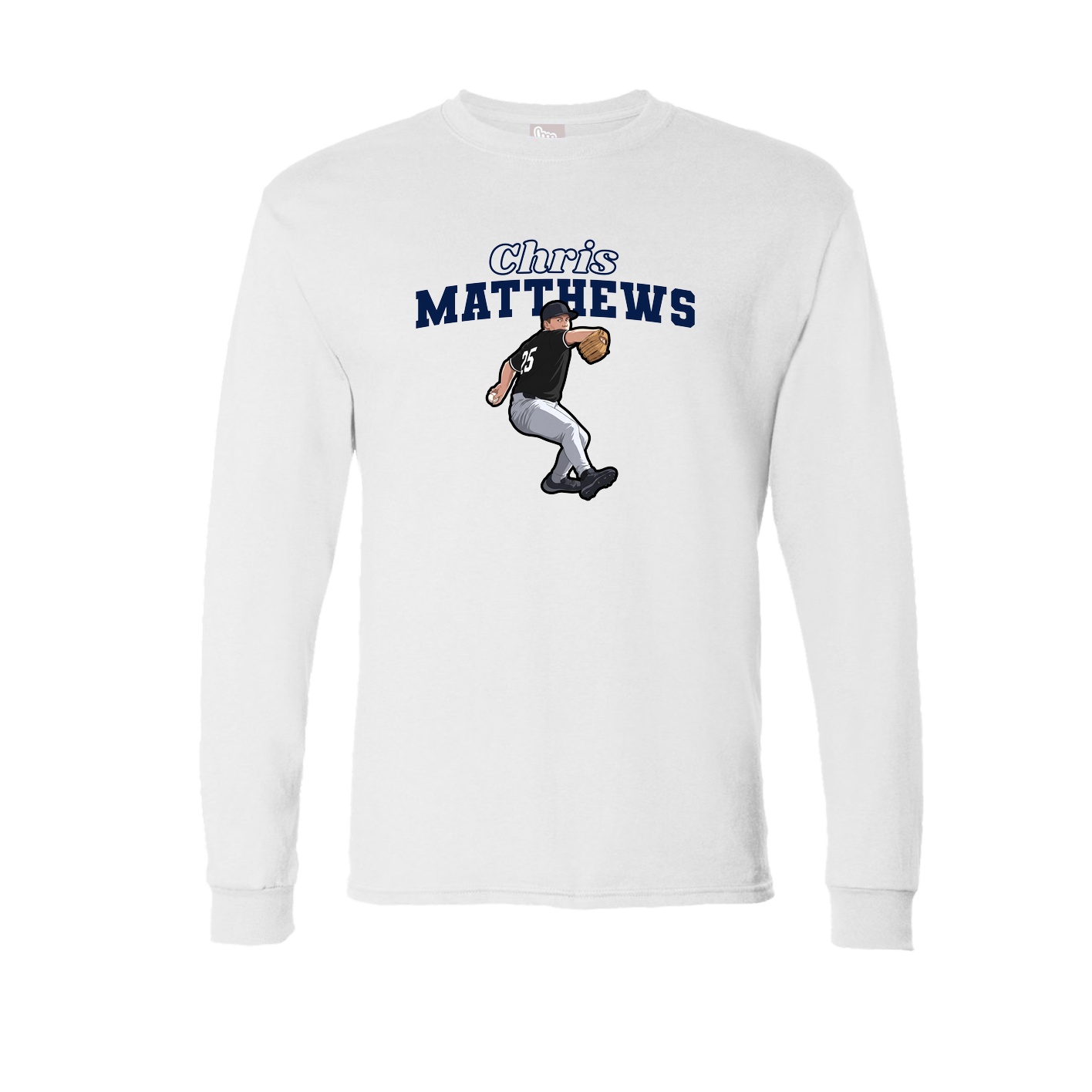 Long Sleeve Tee — Name Arch in White