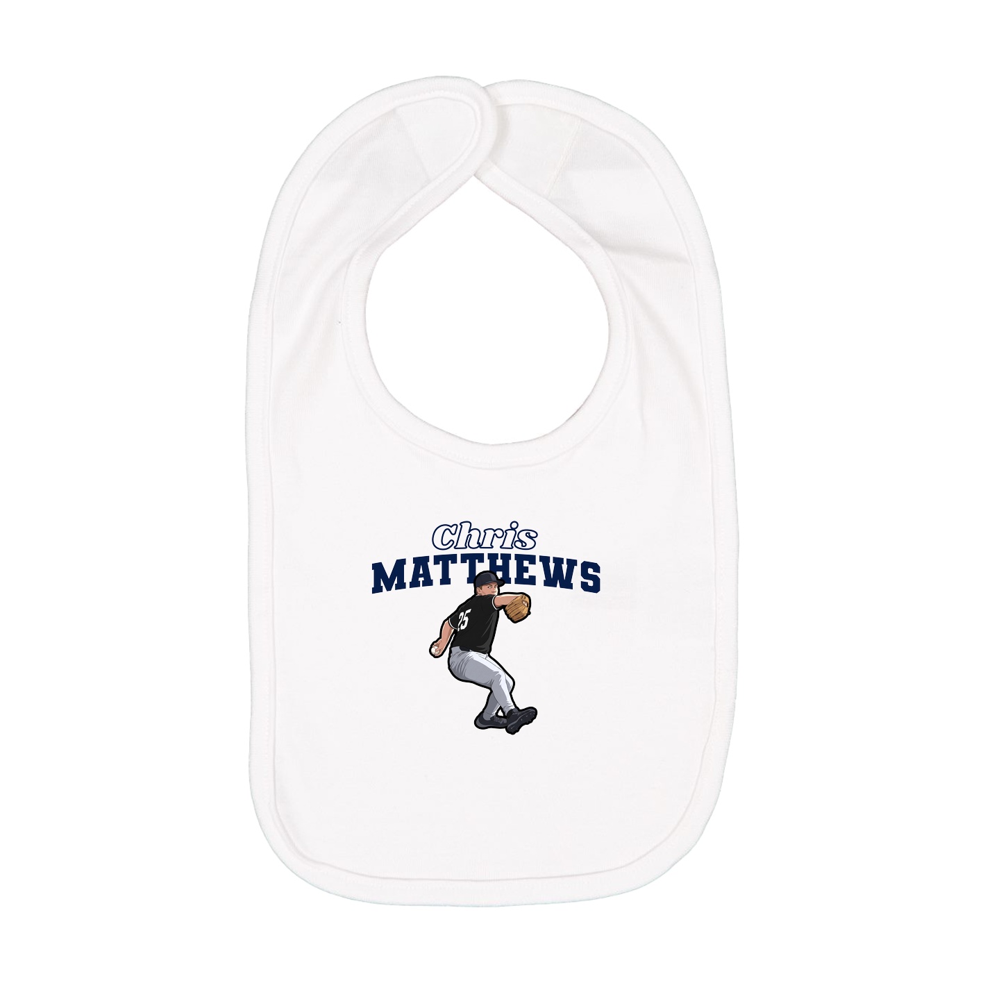 Infant Bib — Name Arch in White