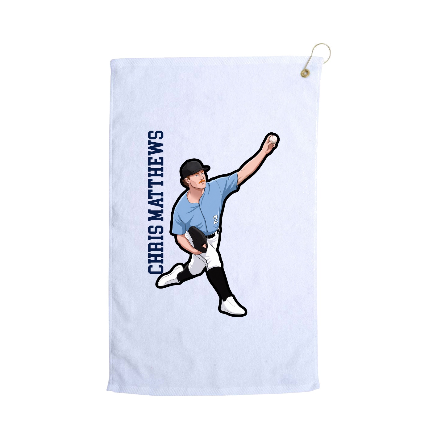 Golf Towel — Name Vertical in White