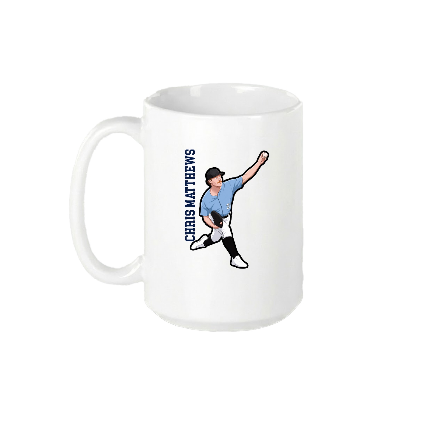 15oz Coffee Mug — Name Vertical in White