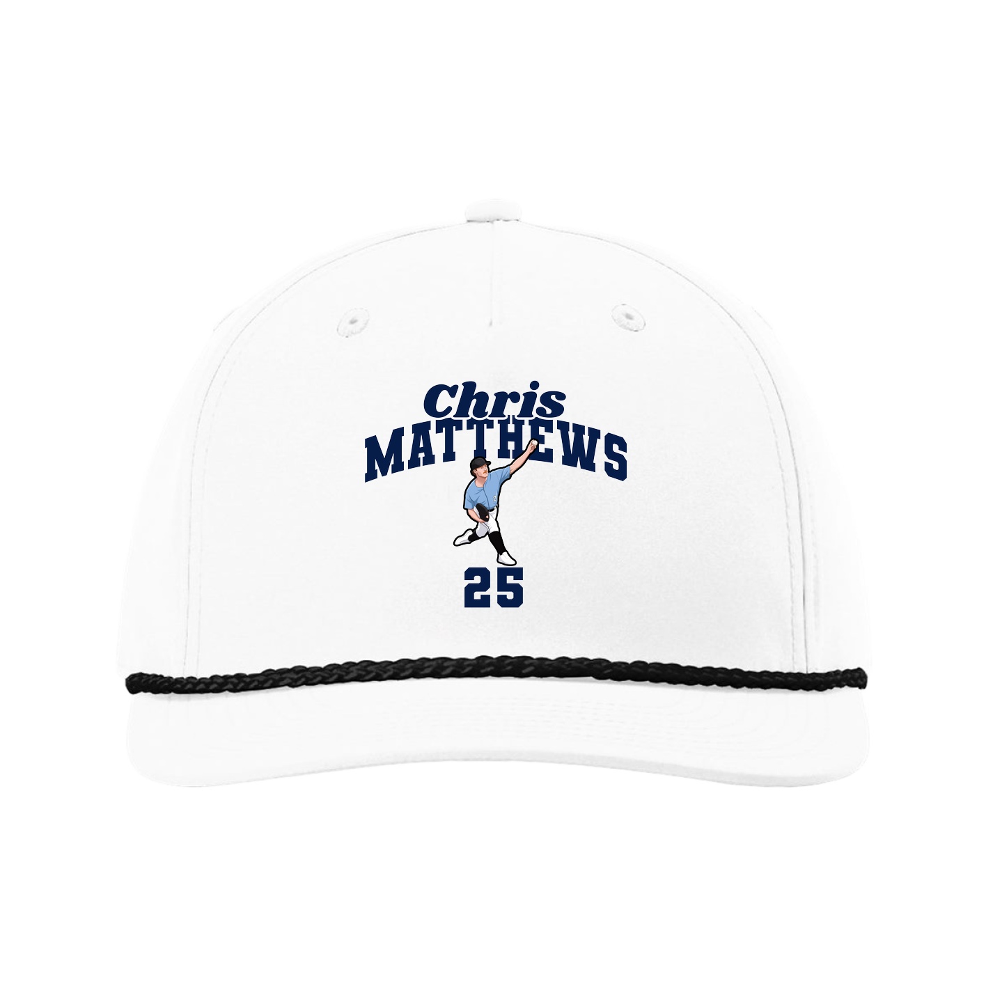 Five-Panel Classic Rope Cap — Signature Arch in White