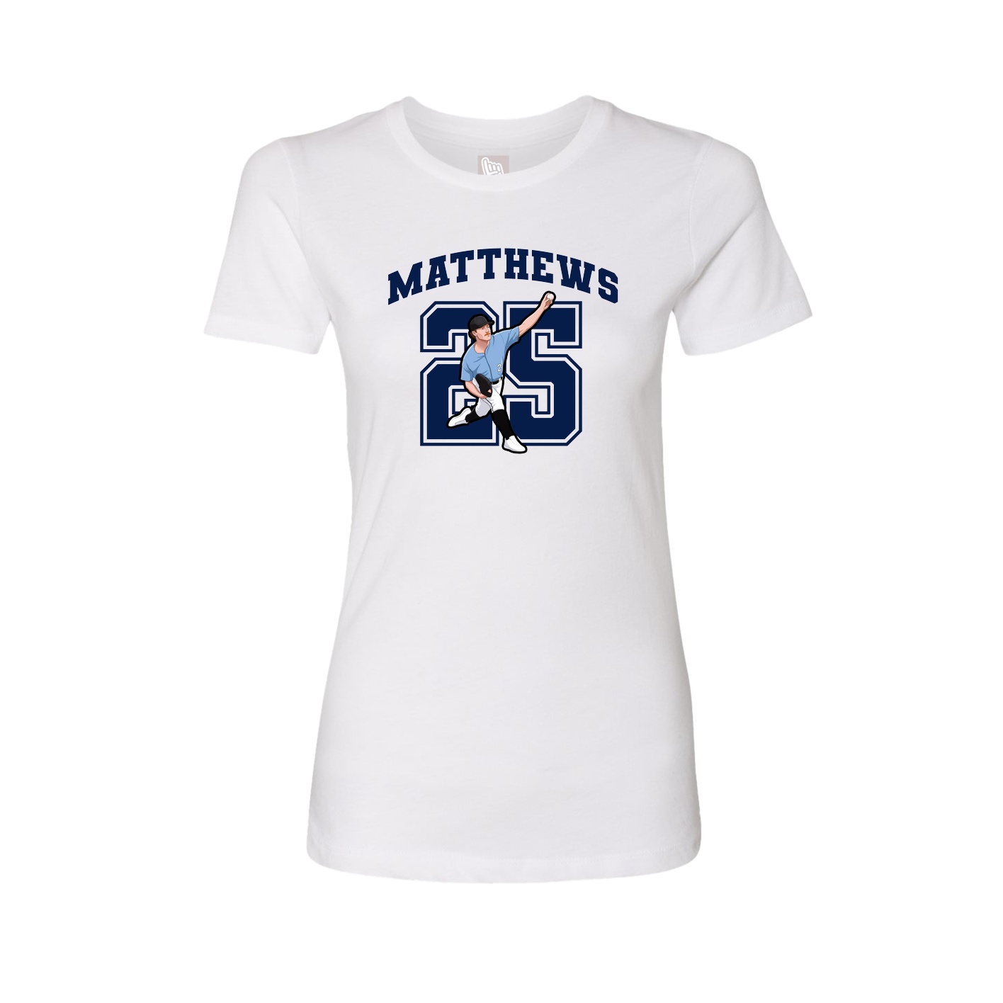 Fitted Women's Tee — Number in White