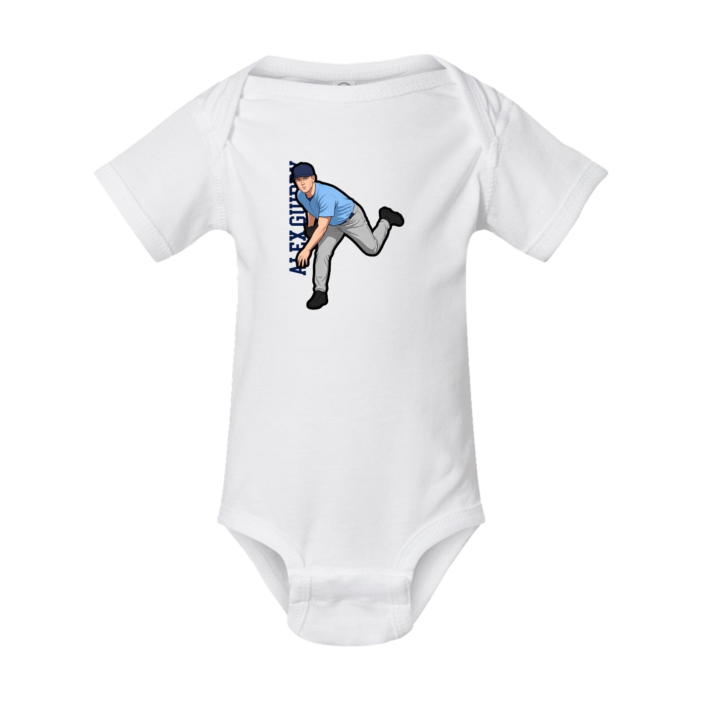Baby Onesie — Name Vertical in White