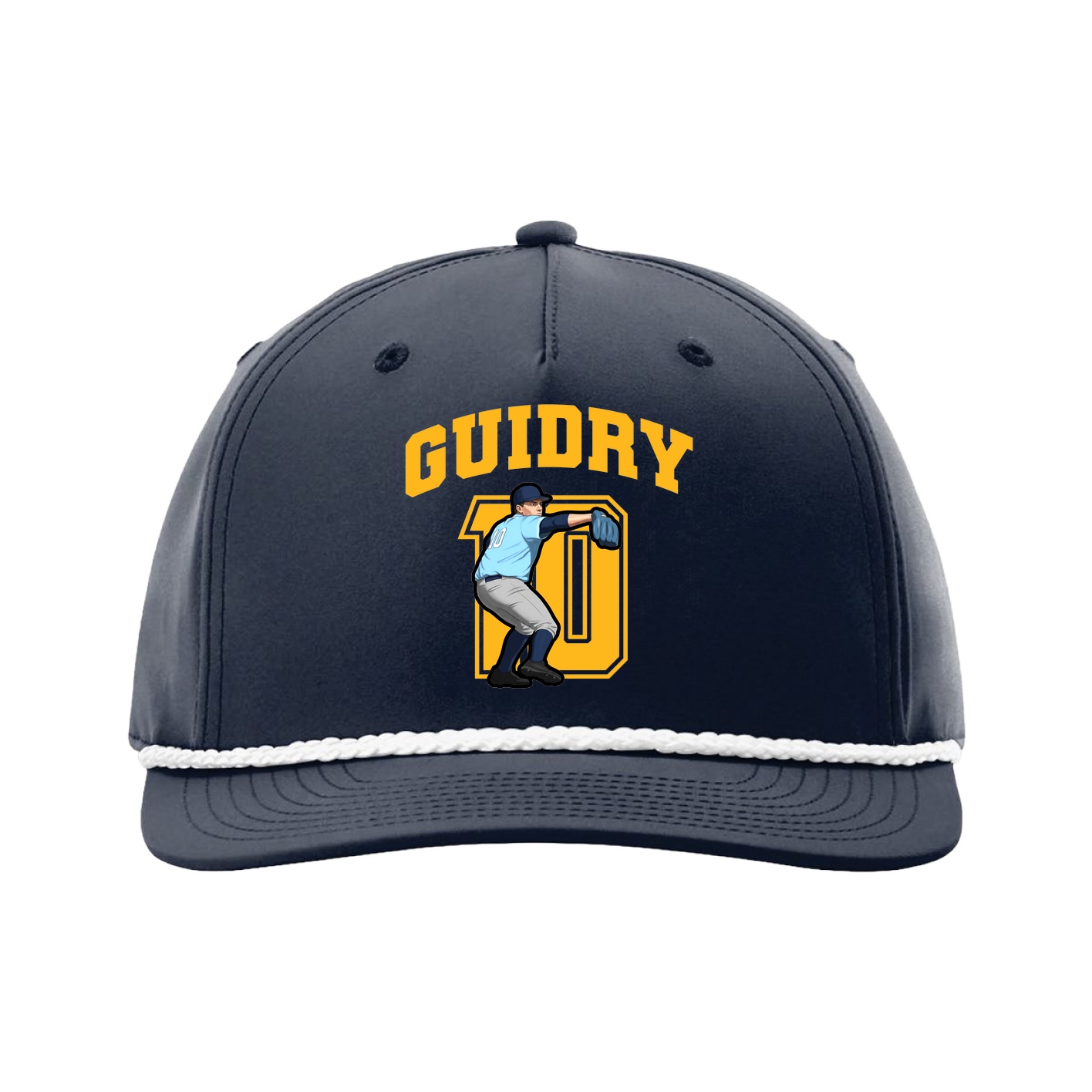 Five-Panel Classic Rope Cap — Number in Navy