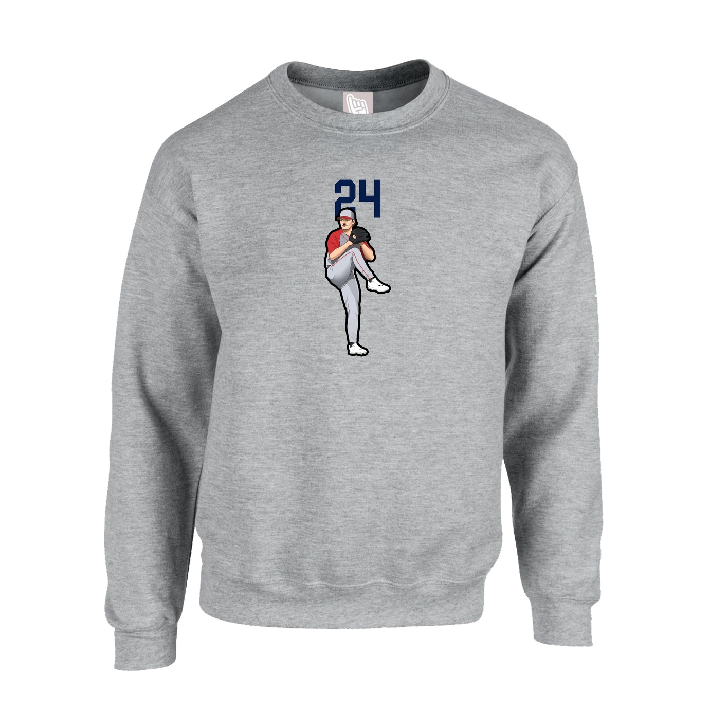 Fleece Crew — Number Top in Grey