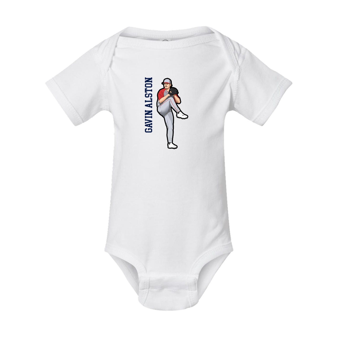 Baby Onesie — Name Vertical in White