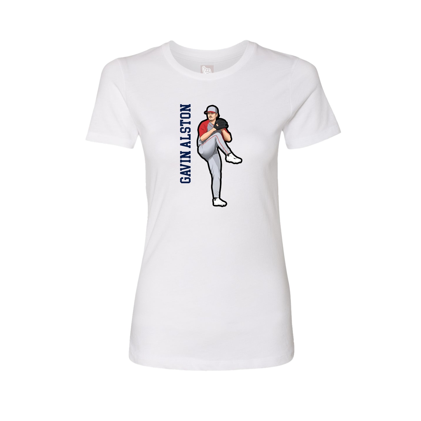 Fitted Women's Tee — Name Vertical in White