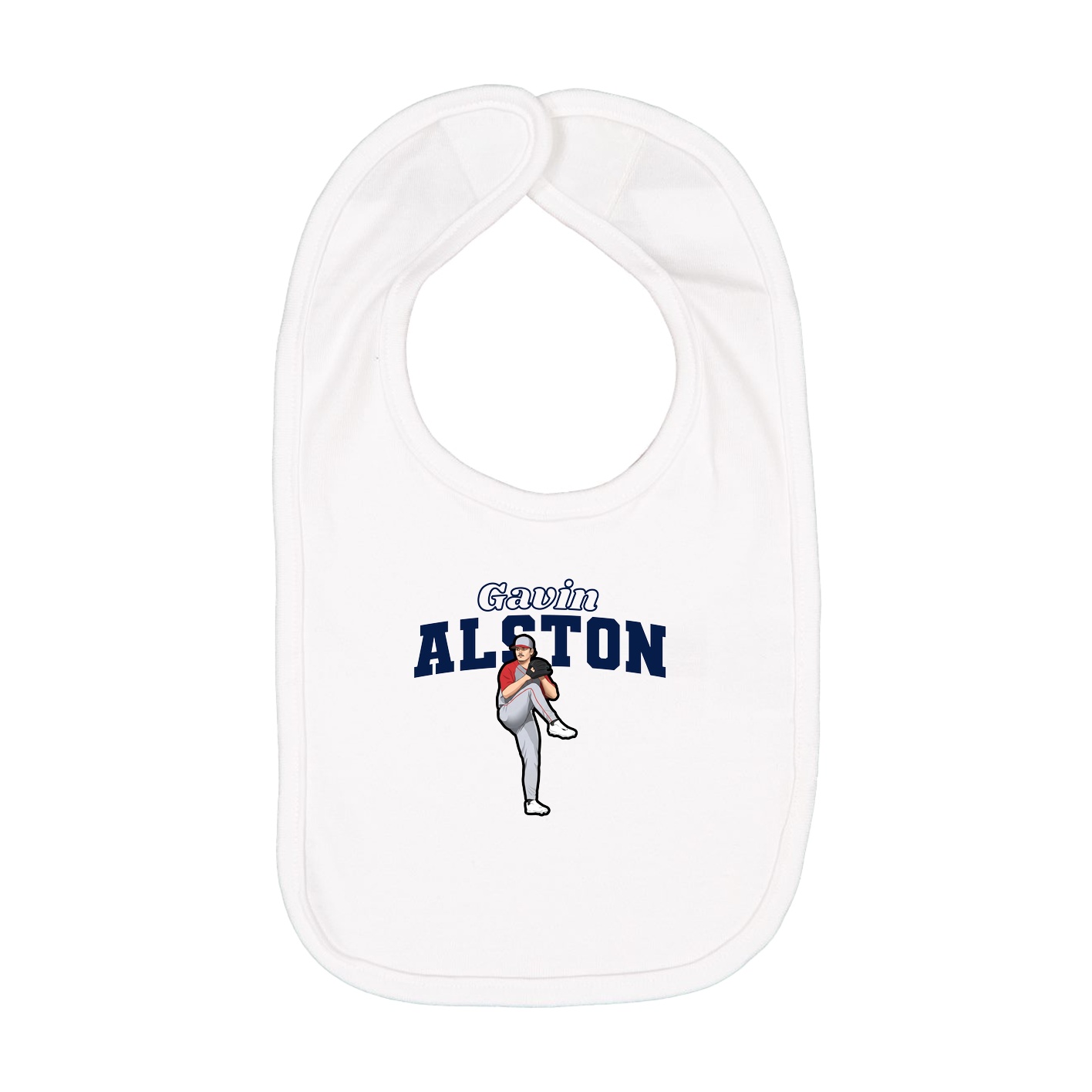 Infant Bib — Name Arch in White