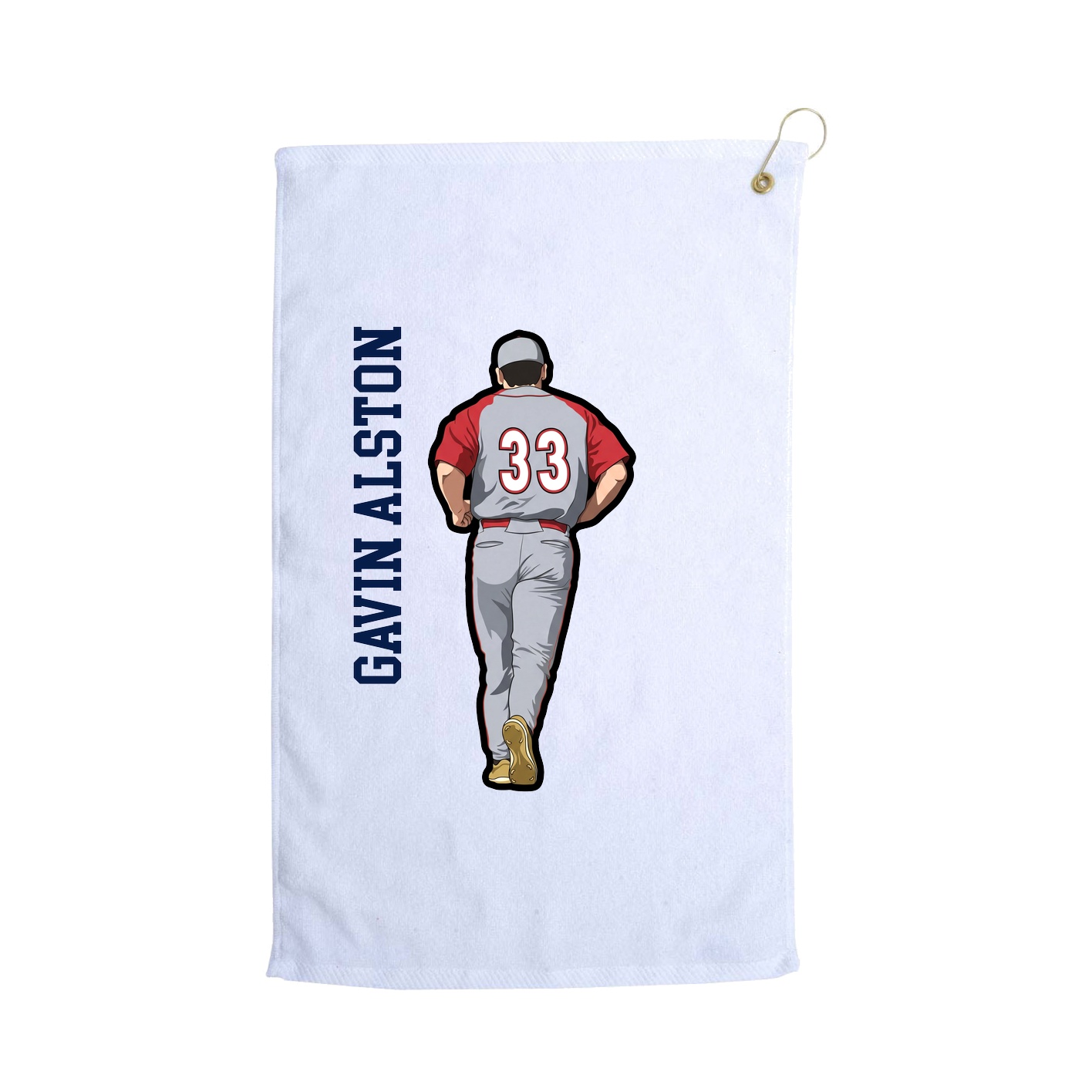 Golf Towel — Name Vertical in White