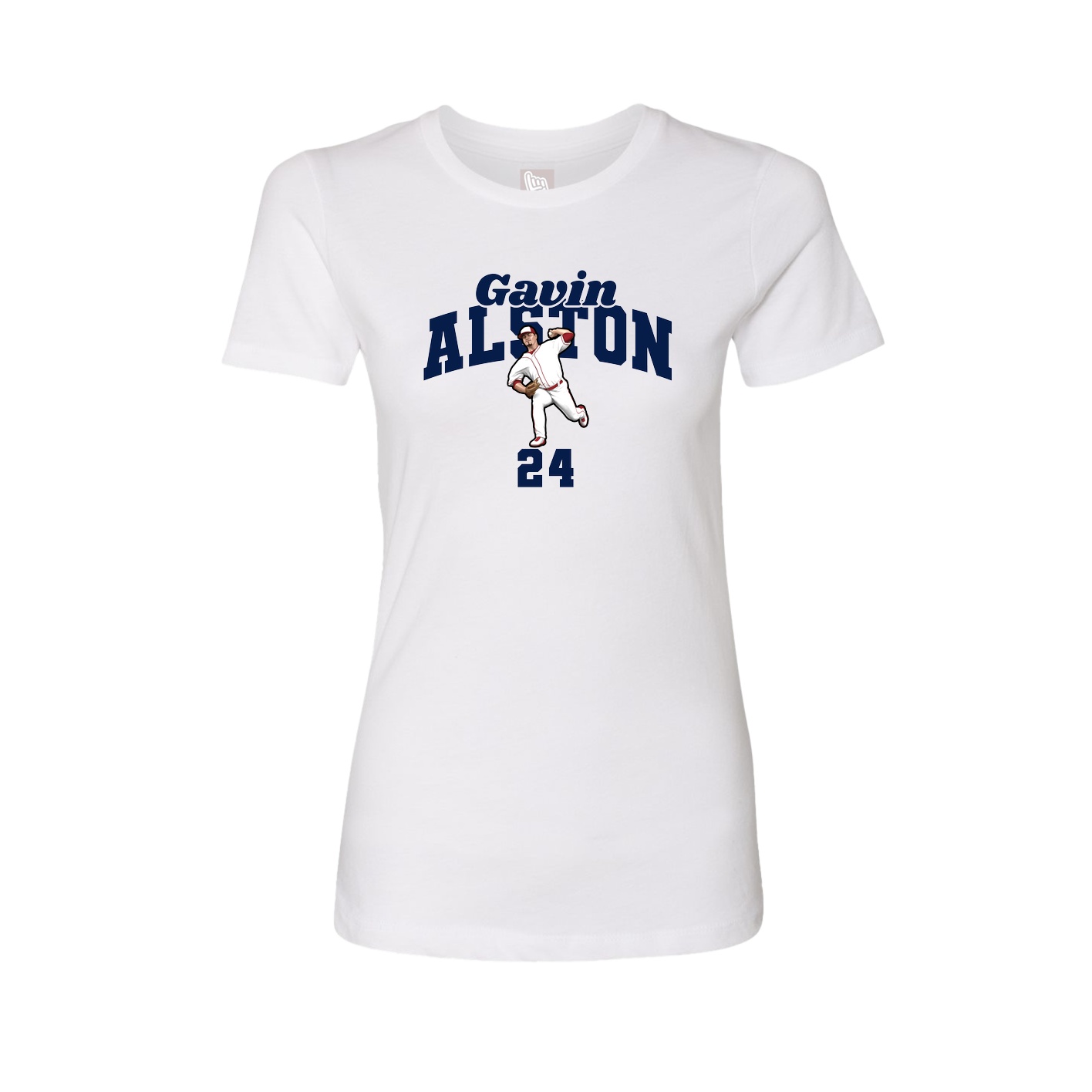 Fitted Women's Tee — Signature Arch in White