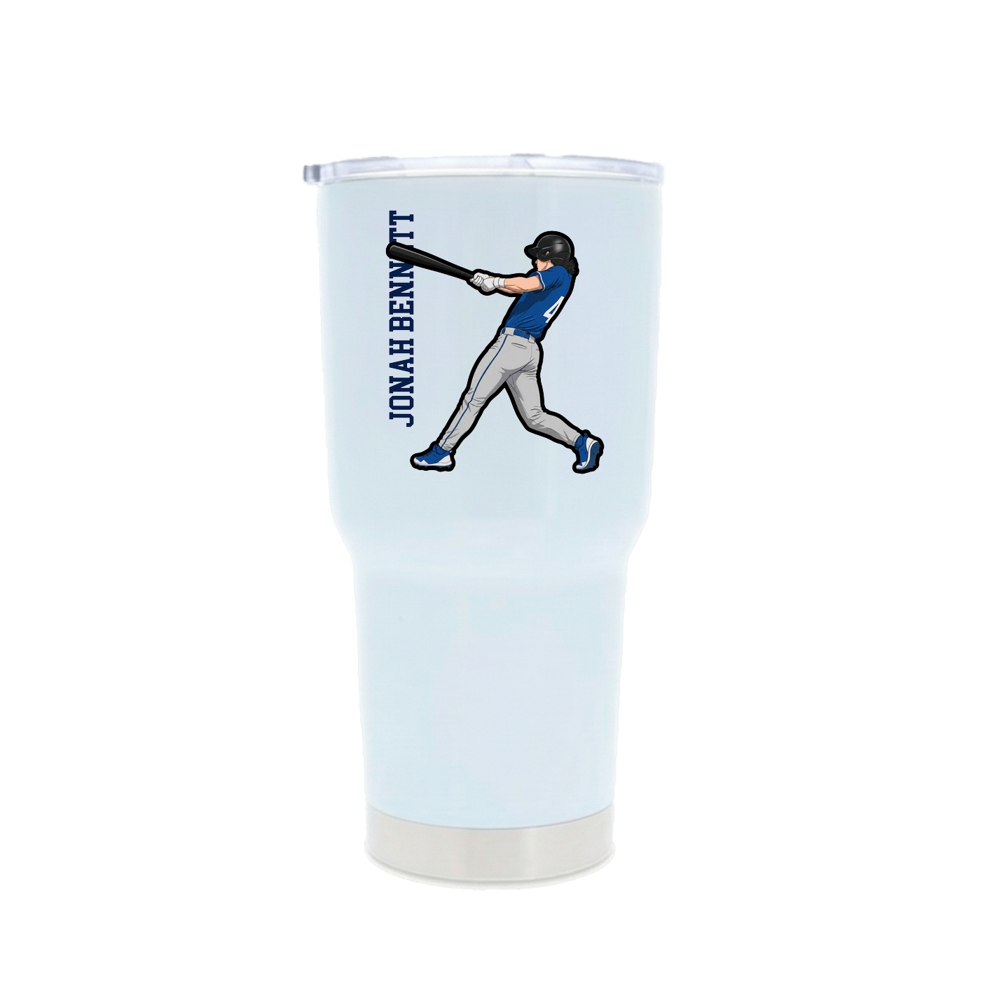 30oz Stainless Steel Tumbler — Name Vertical in White