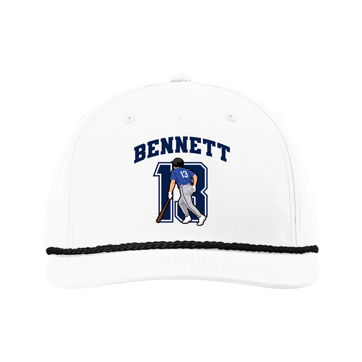 Five-Panel Classic Rope Cap — Number in White