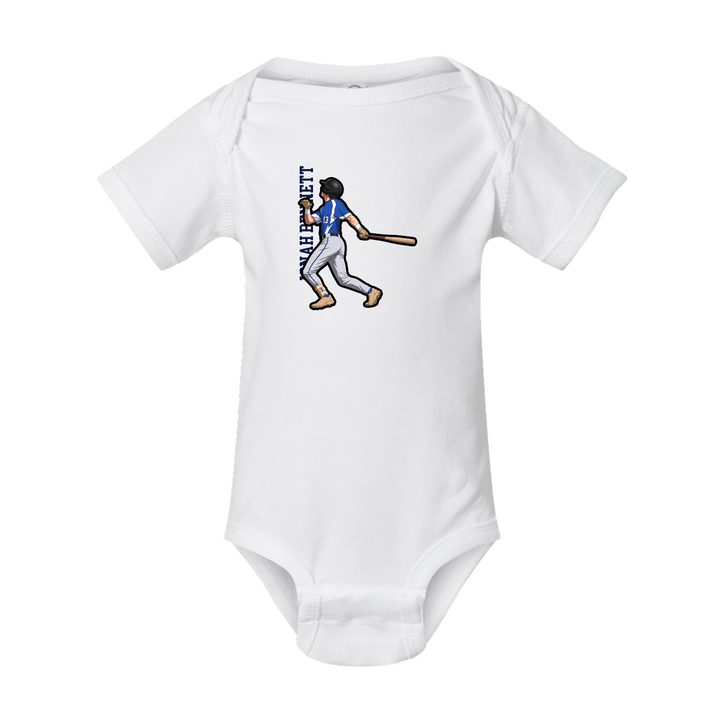 Baby Onesie — Name Vertical in White