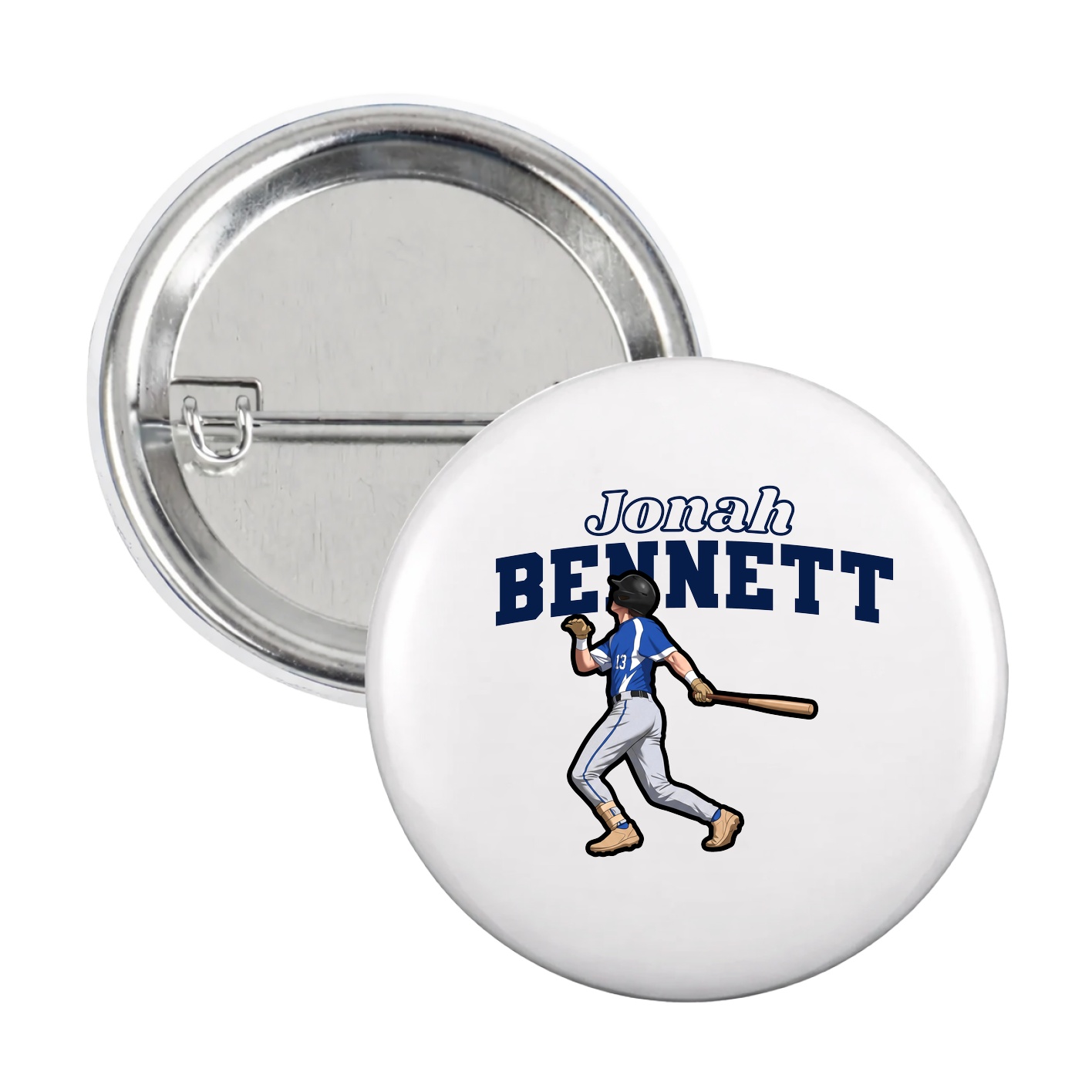 Game Day Button — Name Arch in White