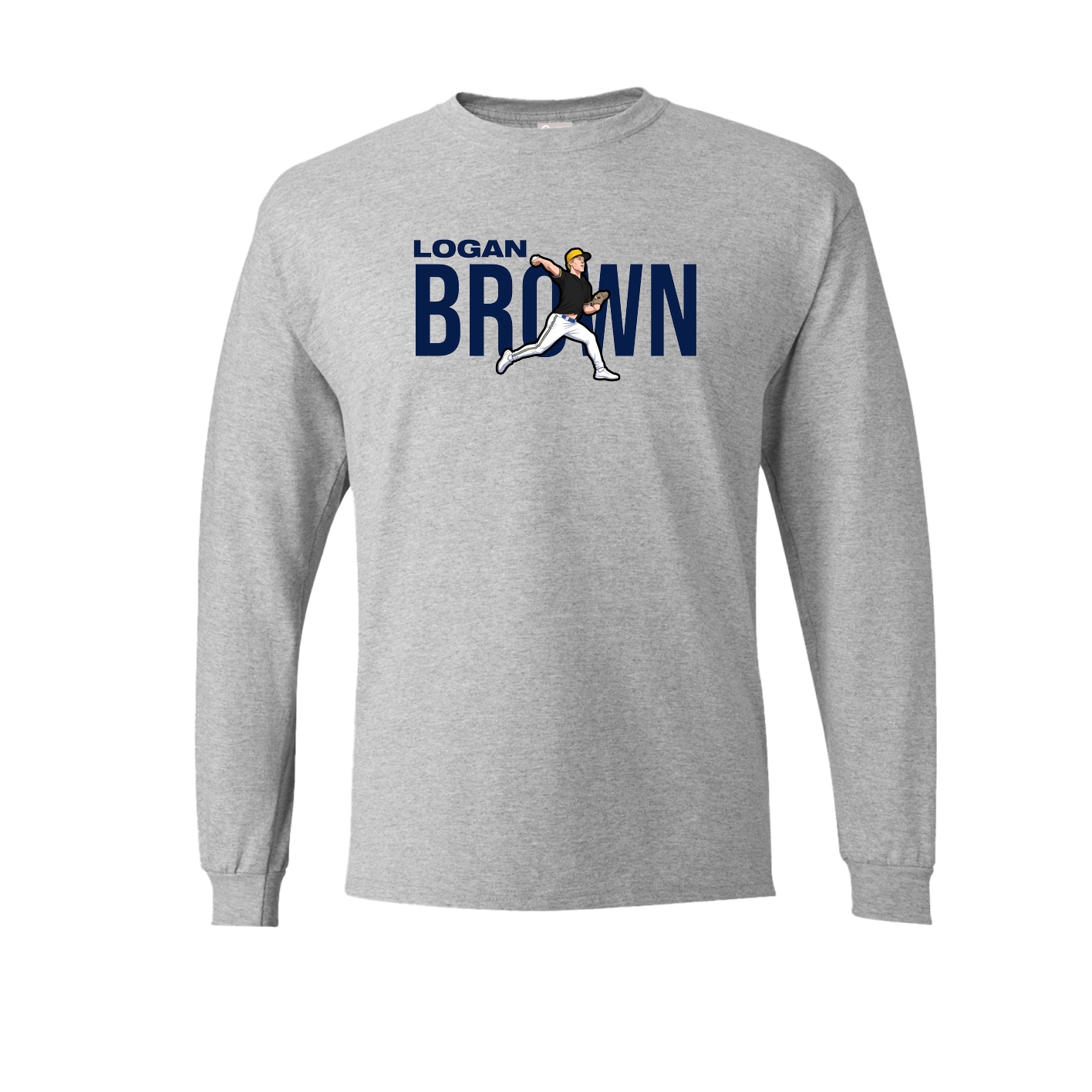 Long Sleeve Tee — Player Name in Grey