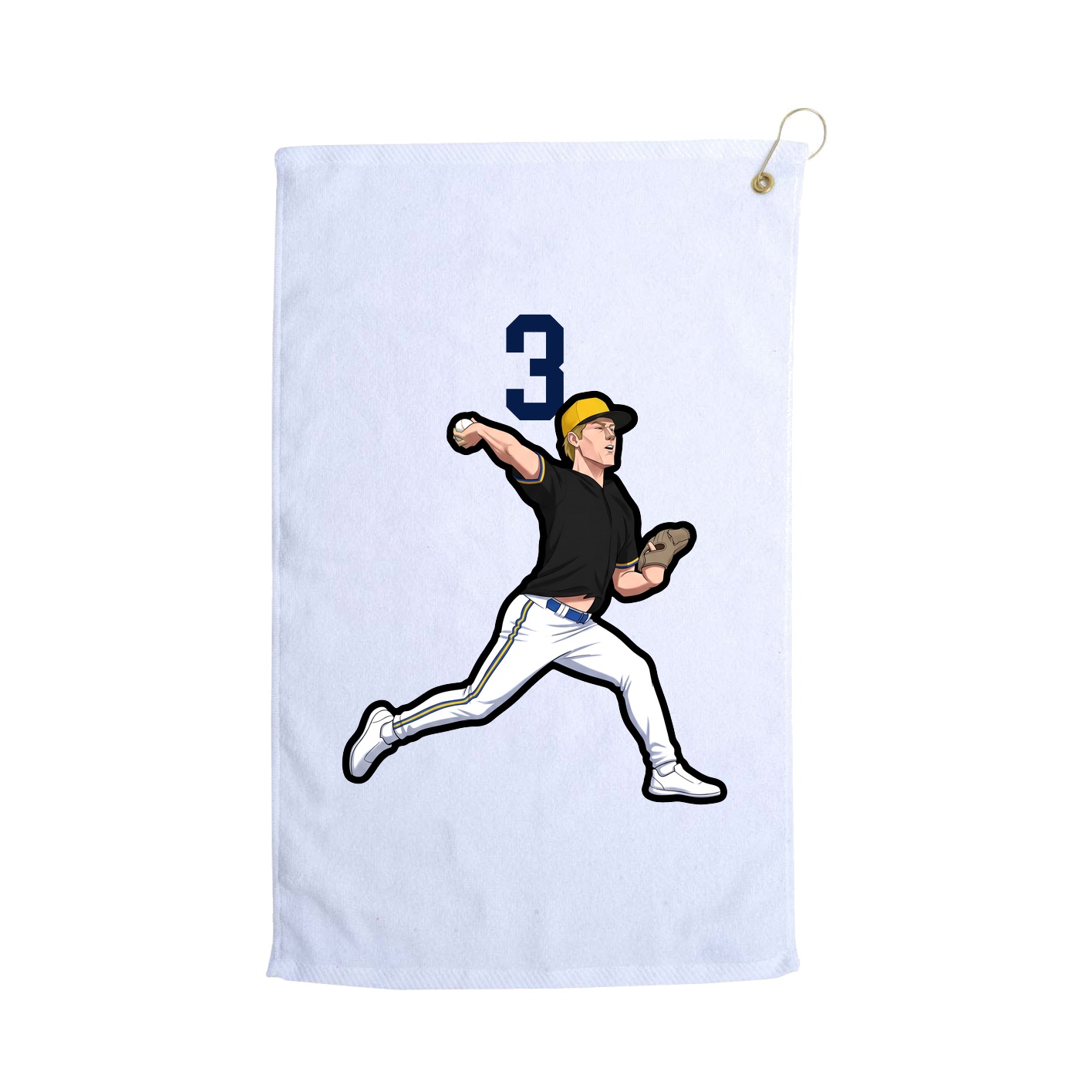 Golf Towel — Number Top in White