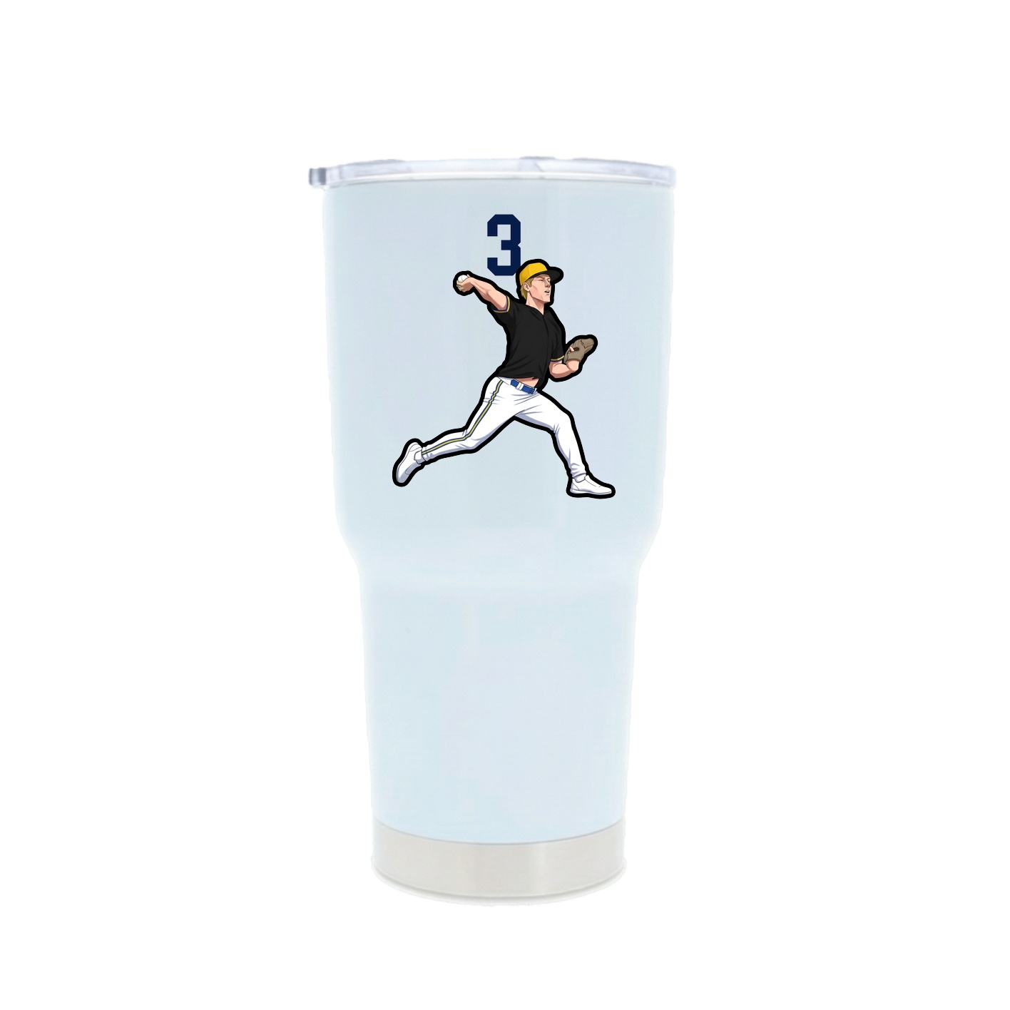 30oz Stainless Steel Tumbler — Number Top in White