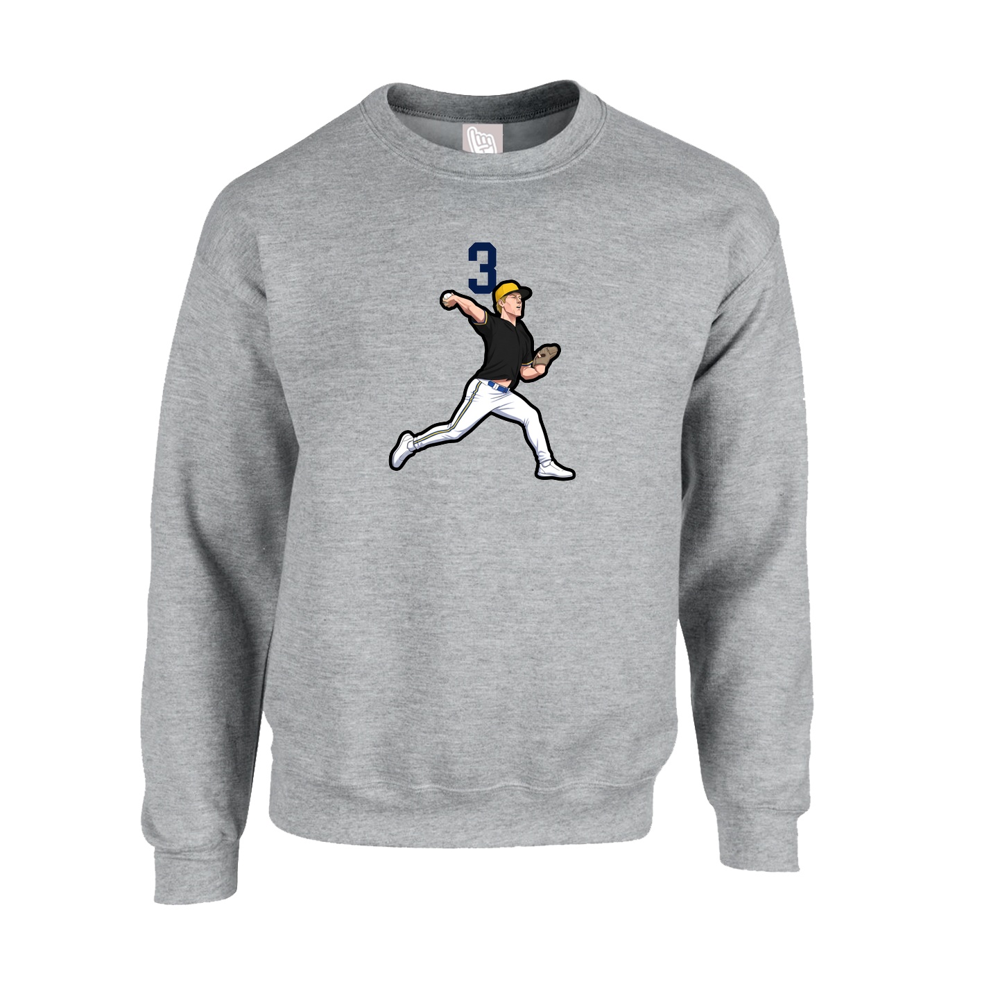 Fleece Crew — Number Top in Grey
