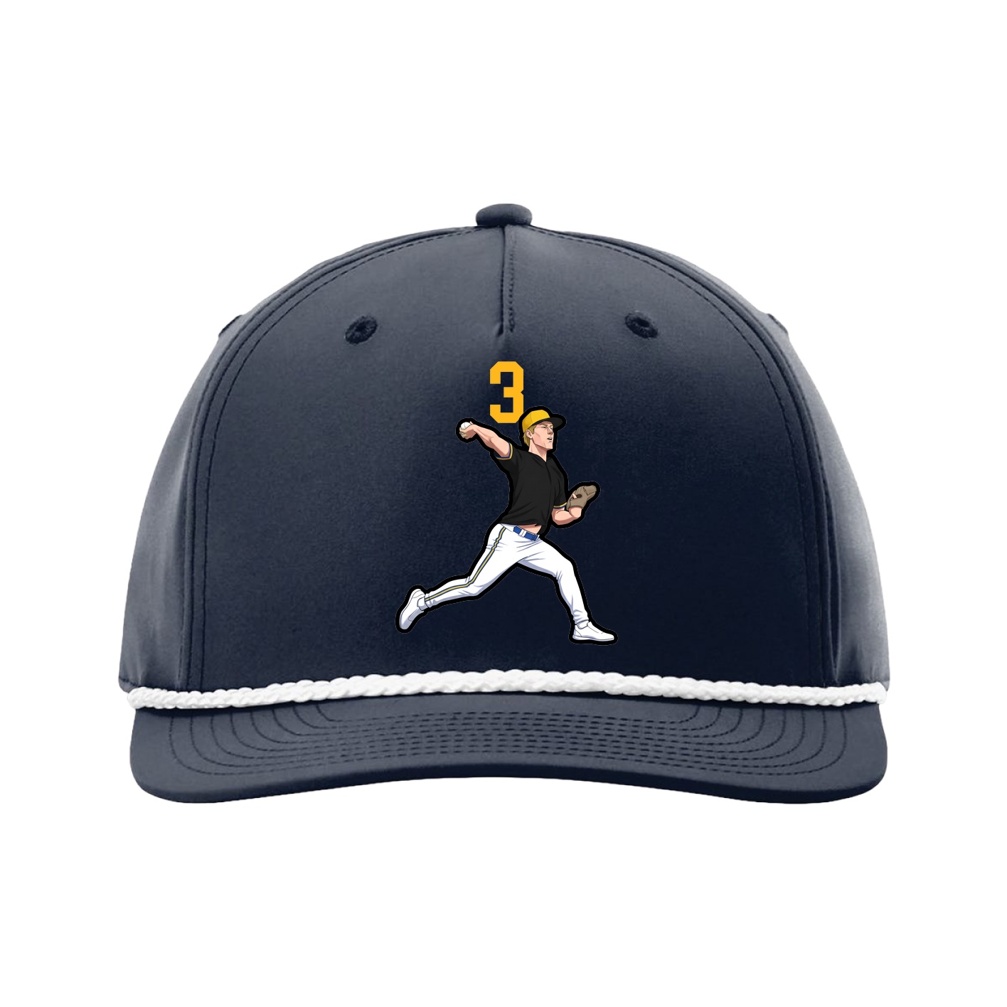 Five-Panel Classic Rope Cap — Number Top in Navy