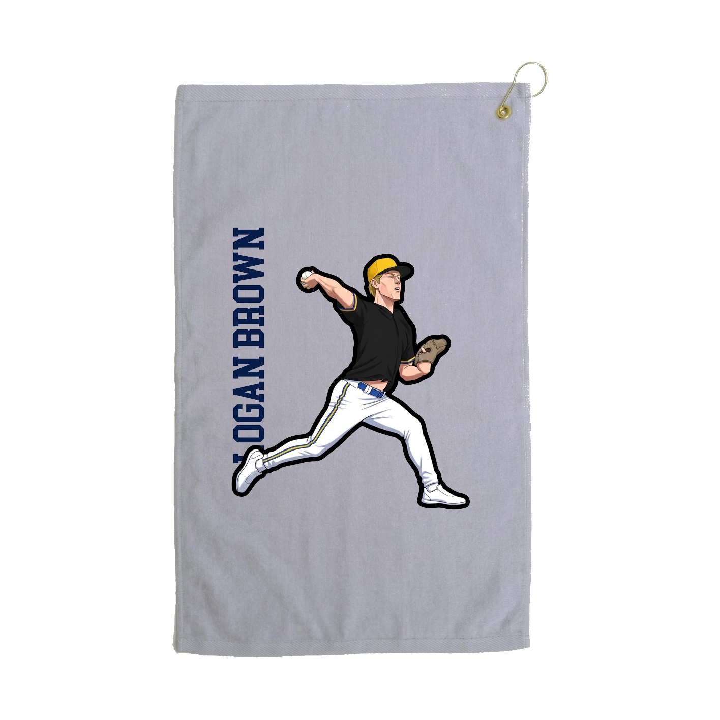 Golf Towel — Name Vertical in Grey