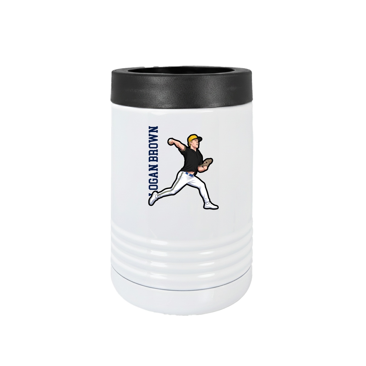 Beverage Holder — Name Vertical in White