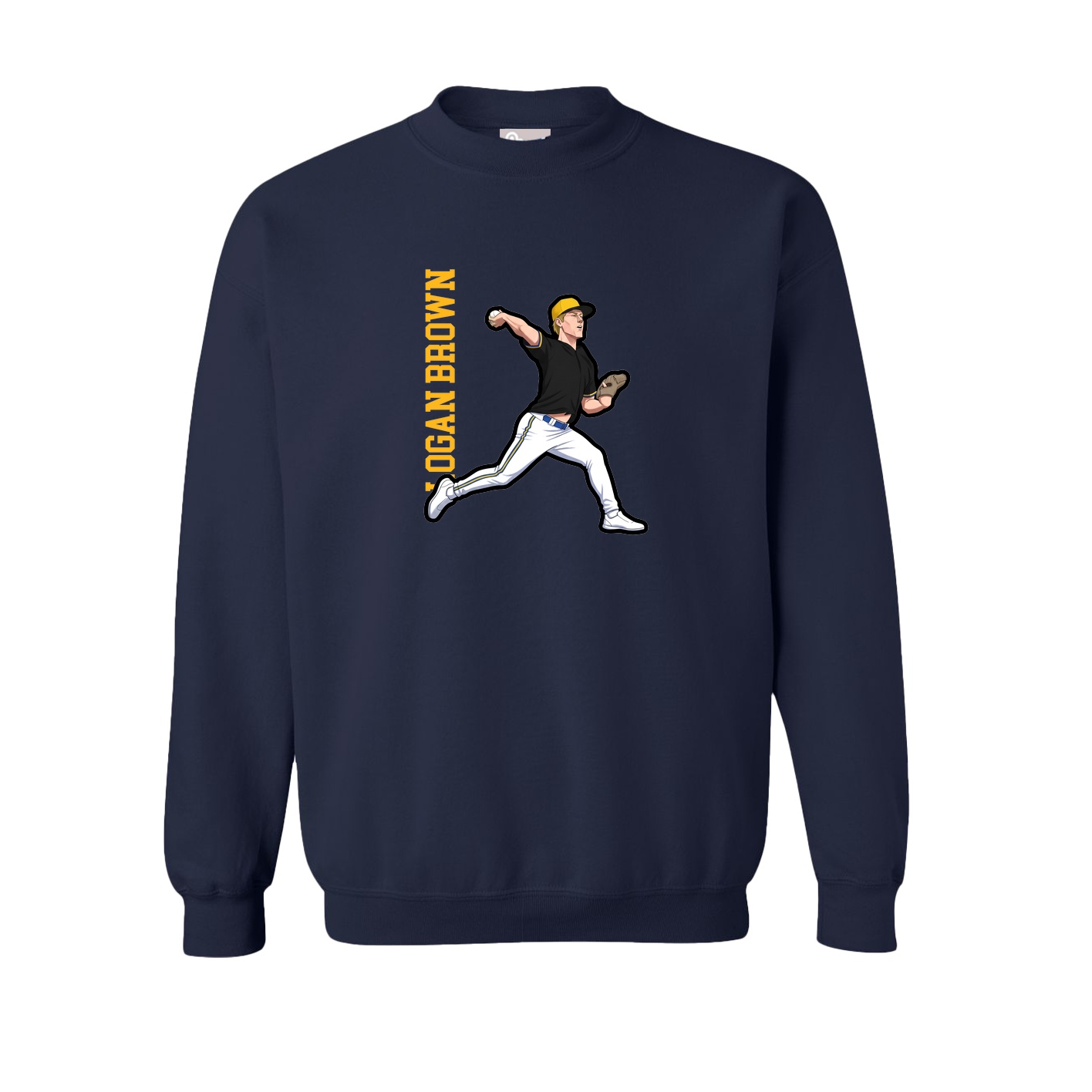 Fleece Crew — Name Vertical in Navy