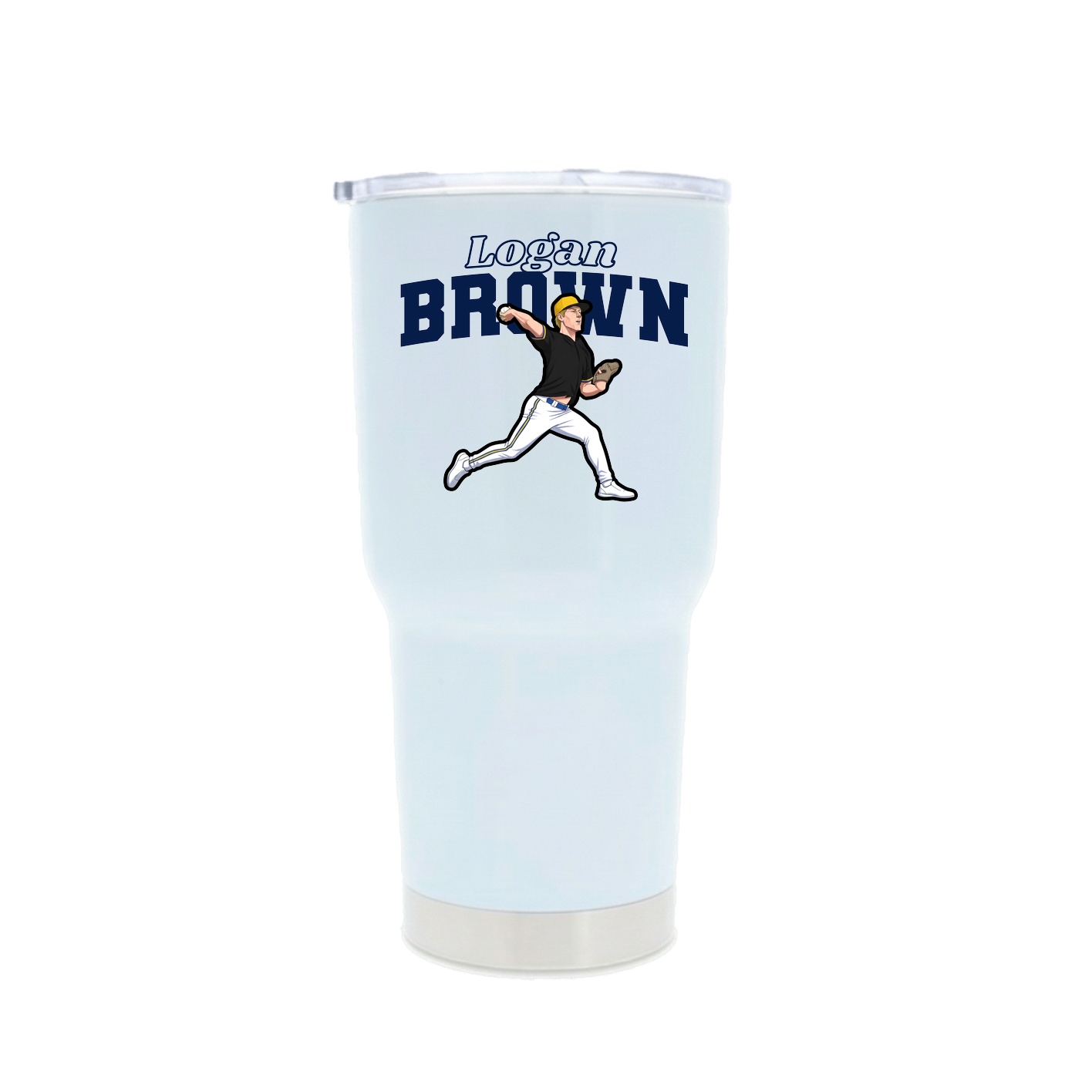 30oz Stainless Steel Tumbler — Name Arch in White