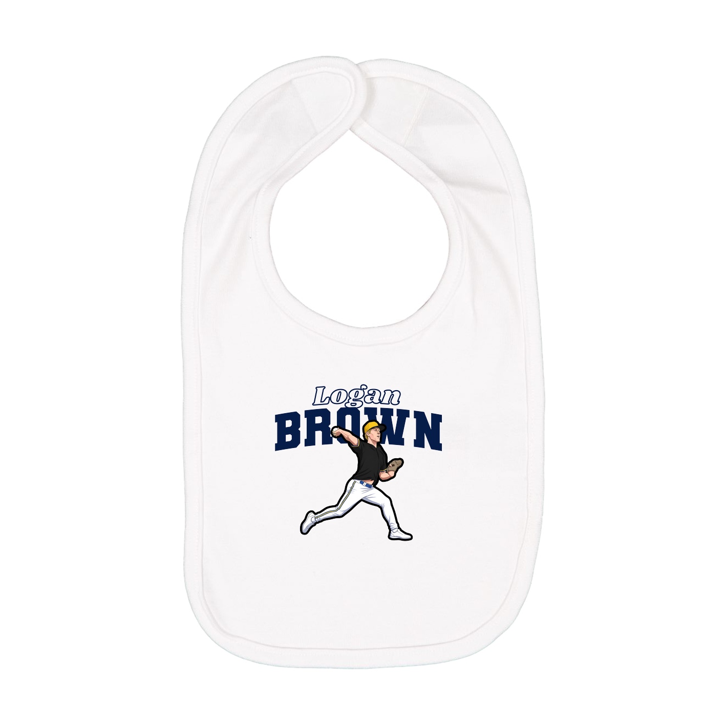 Infant Bib — Name Arch in White