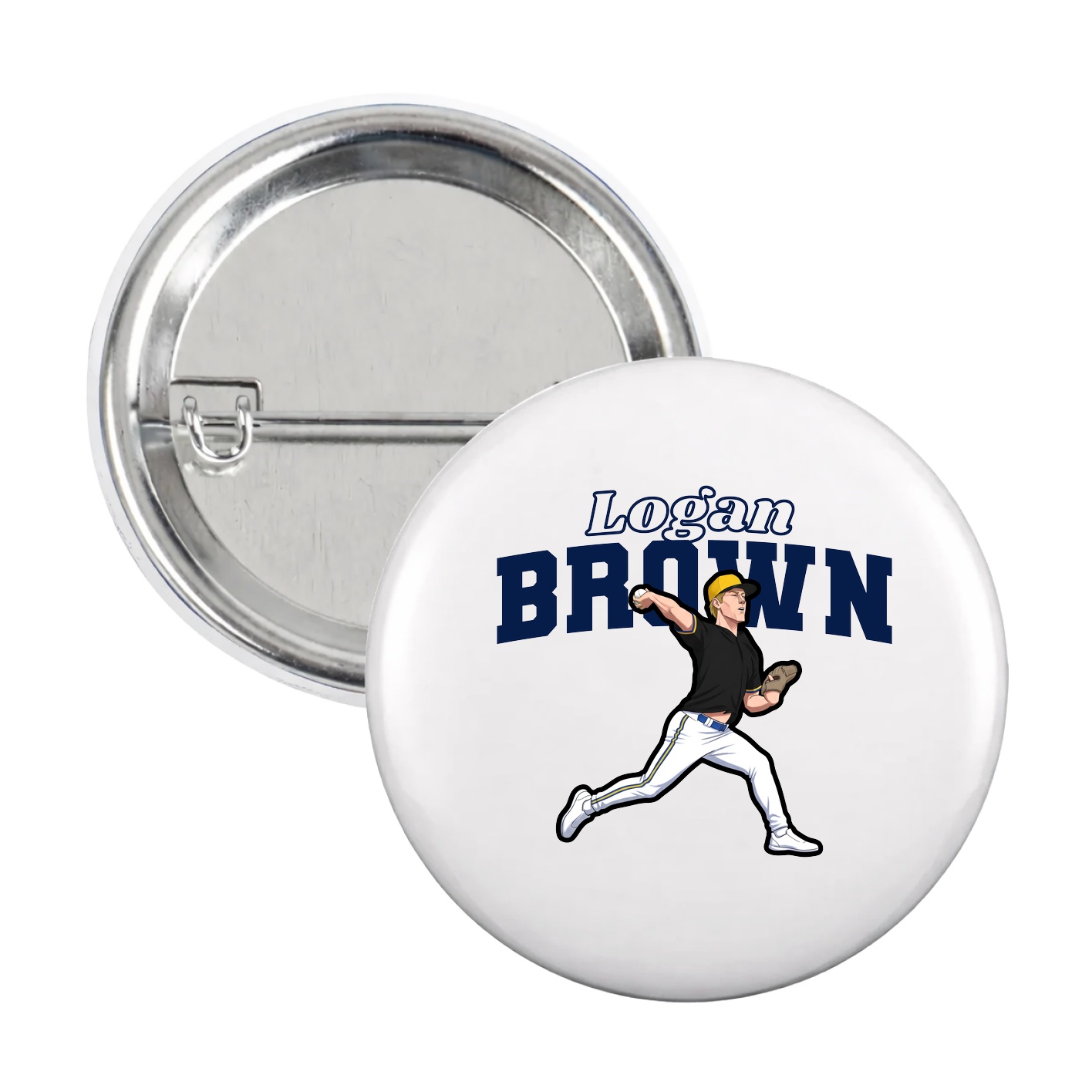 Game Day Button — Name Arch in White