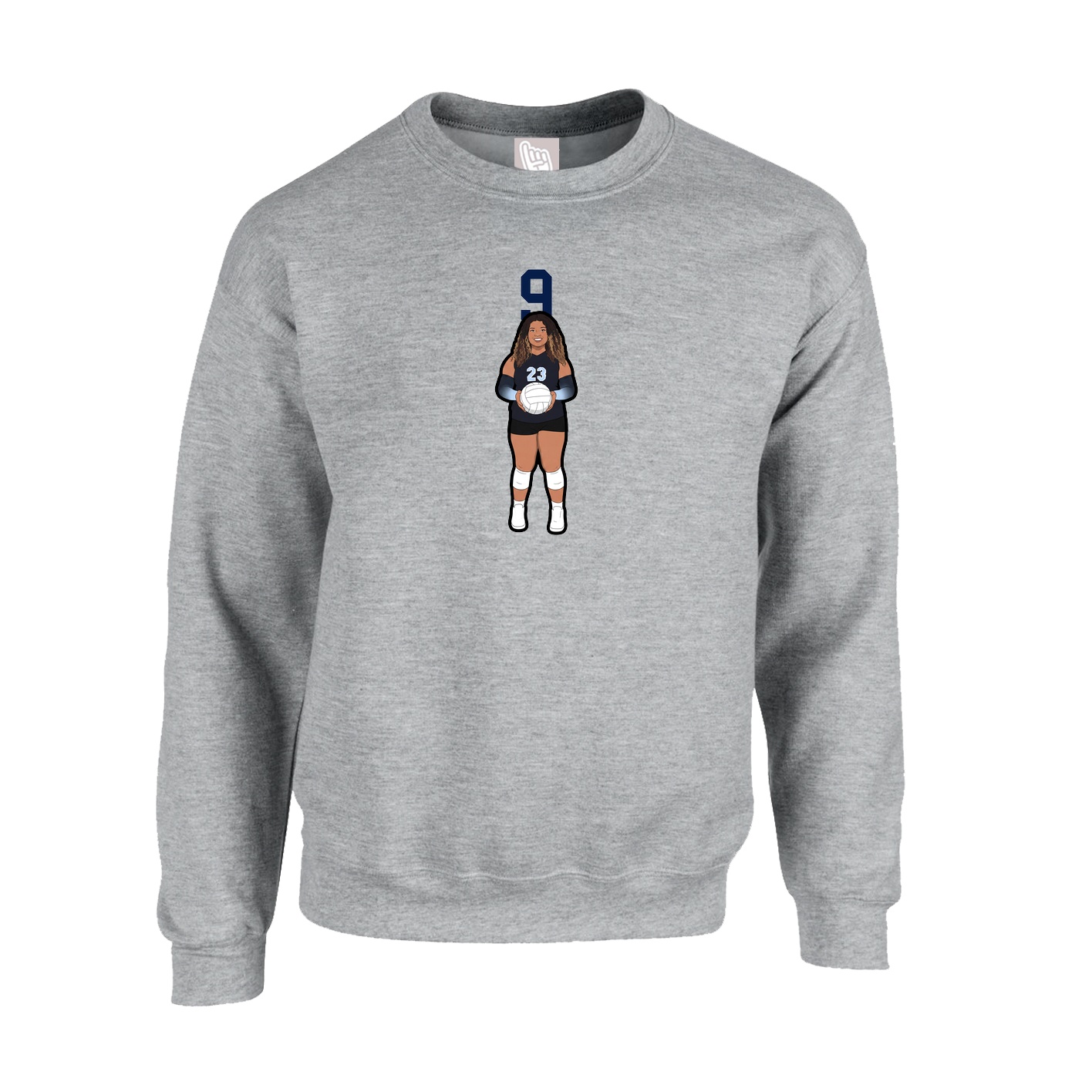 Fleece Crew — Number Top in Grey