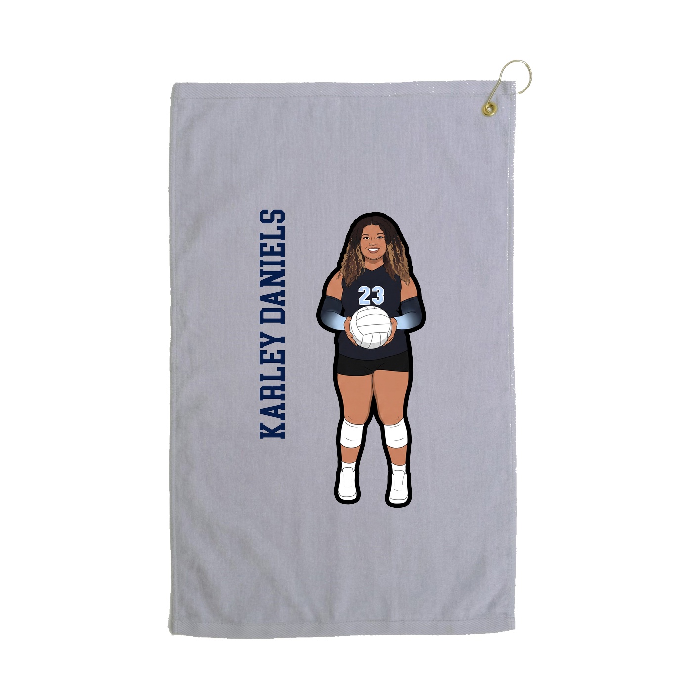 Golf Towel — Name Vertical in Grey