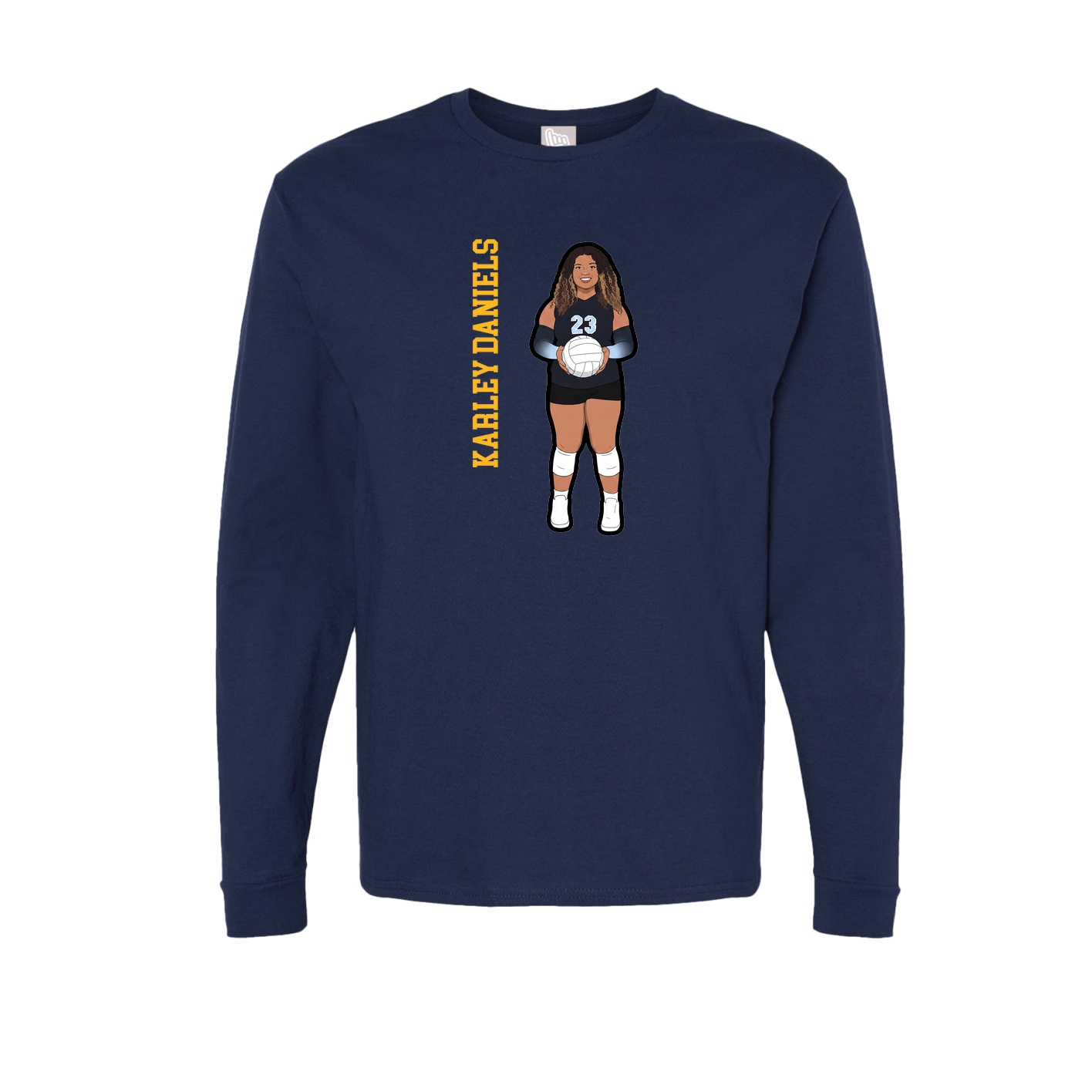 Long Sleeve Tee — Name Vertical in Navy