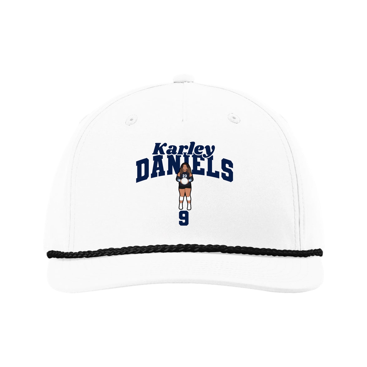 Five-Panel Classic Rope Cap — Signature Arch in White