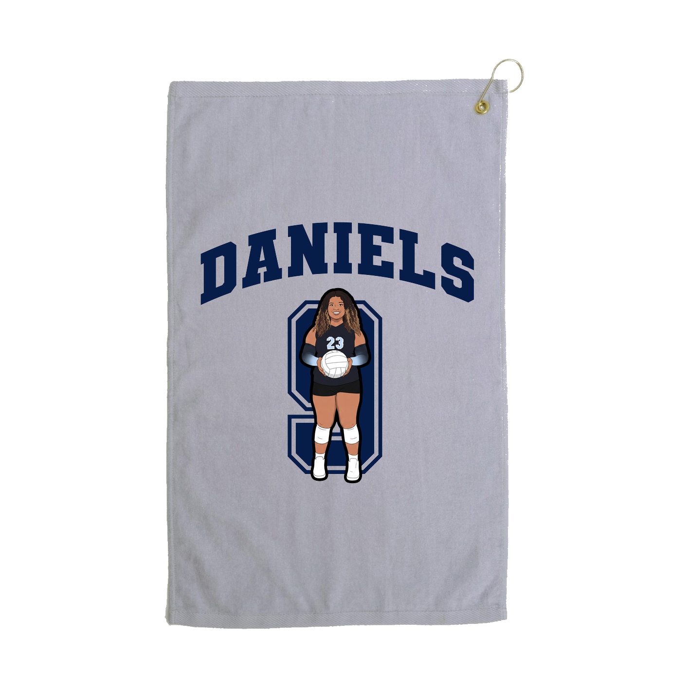 Golf Towel — Number in Grey
