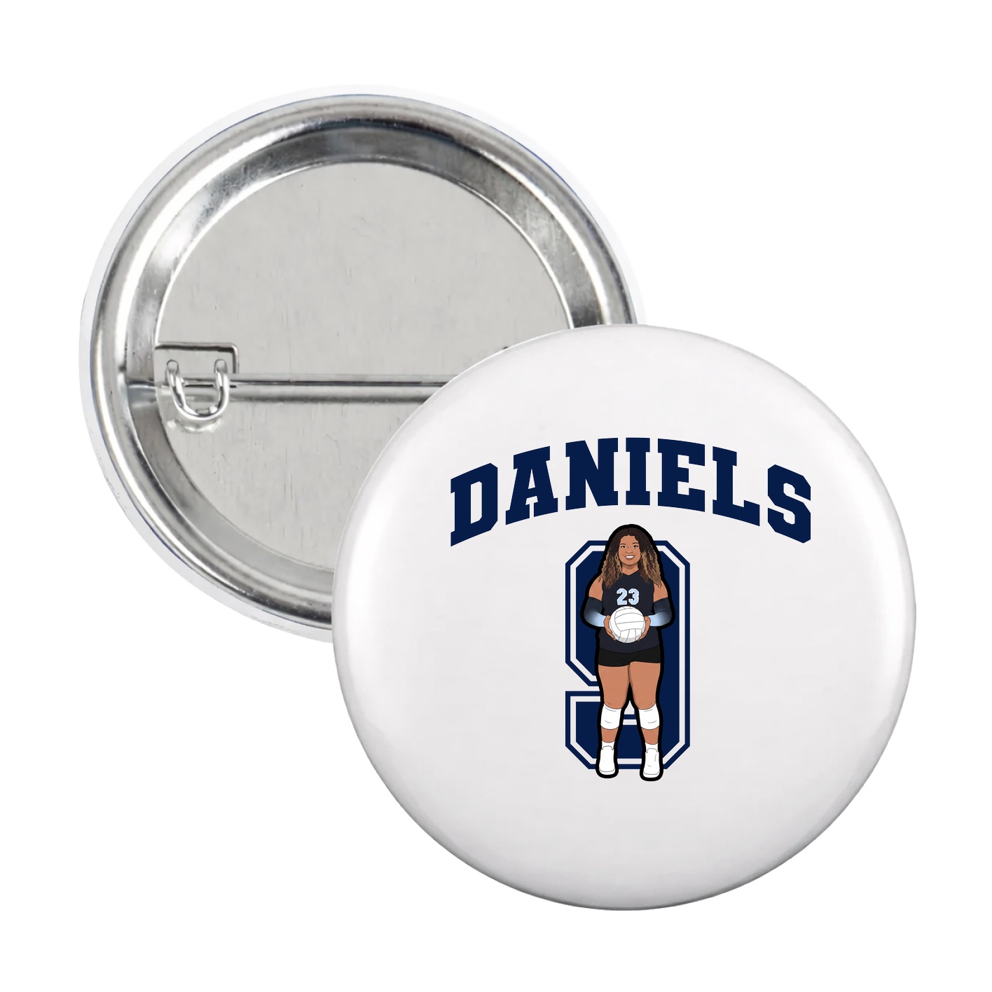 Game Day Button — Number in White