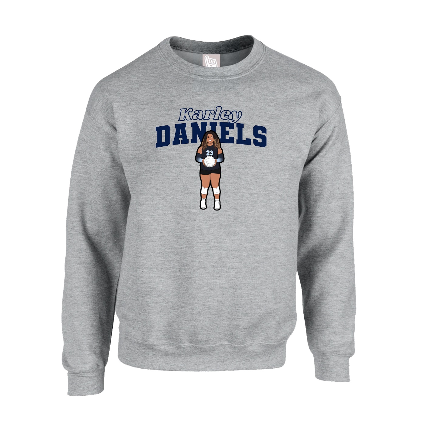 Fleece Crew — Name Arch in Grey