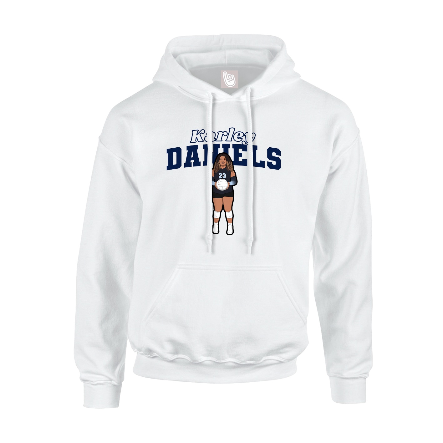 Youth Hoodie — Name Arch in White