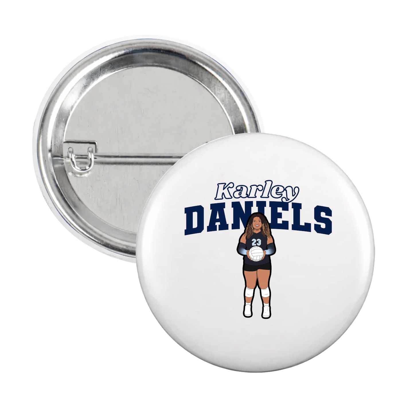 Game Day Button — Name Arch in White
