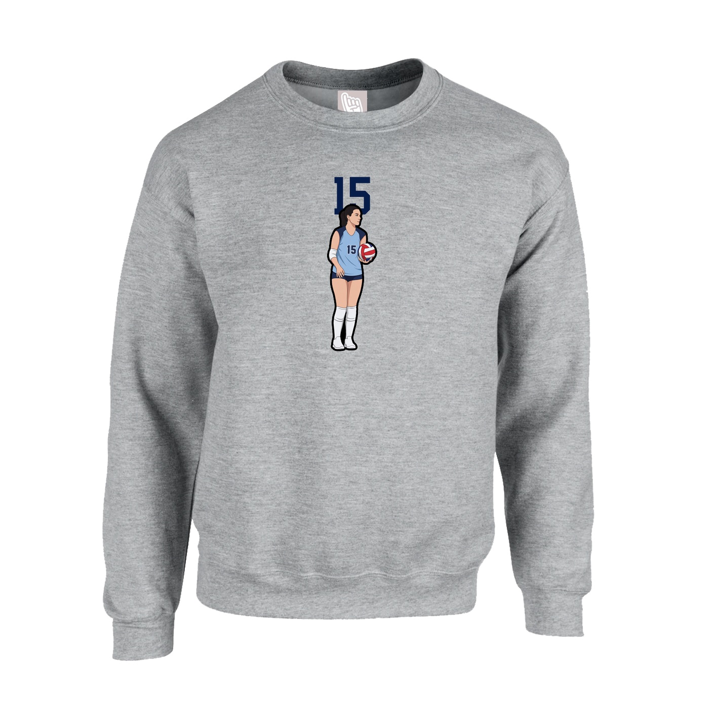 Fleece Crew — Number Top in Grey