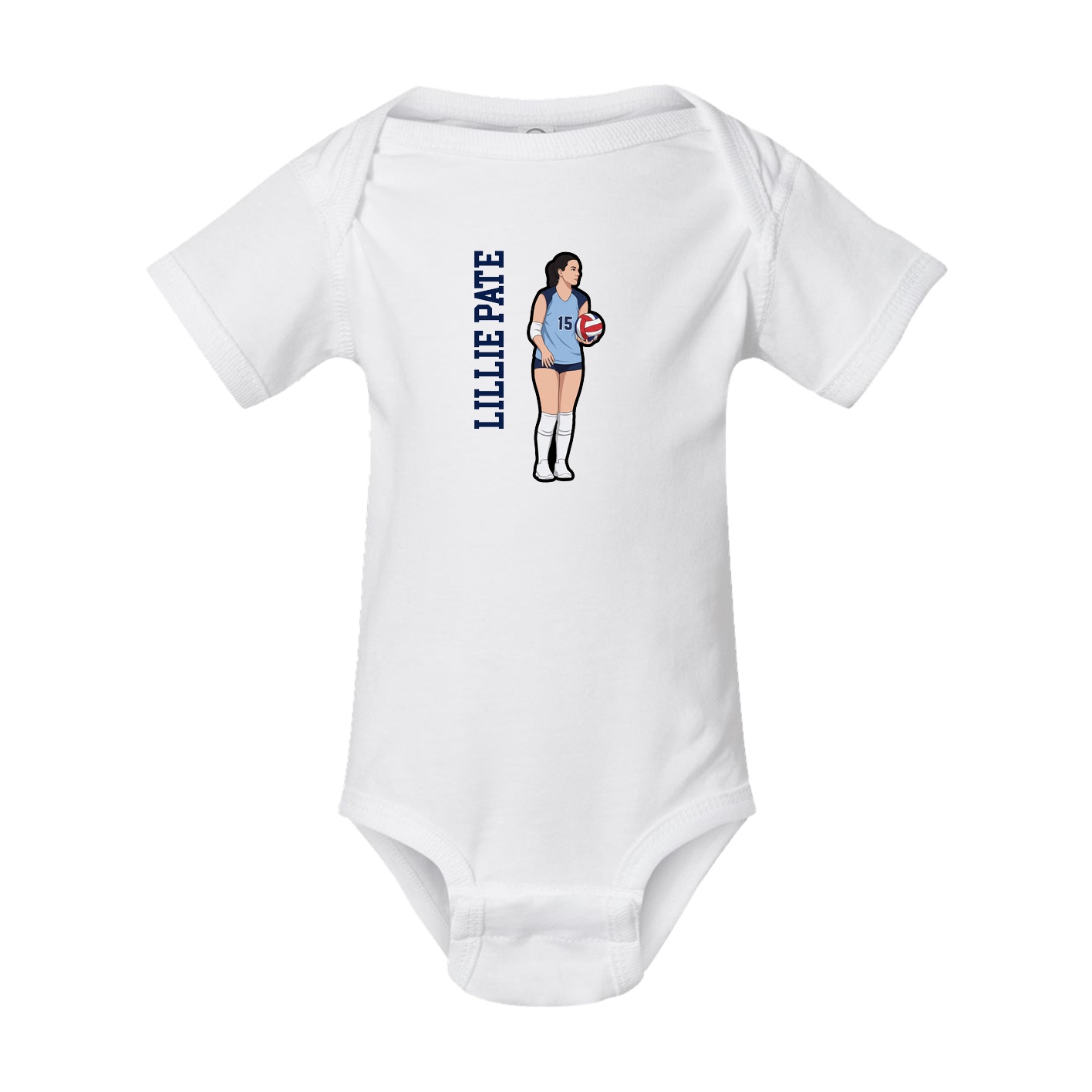 Baby Onesie — Name Vertical in White