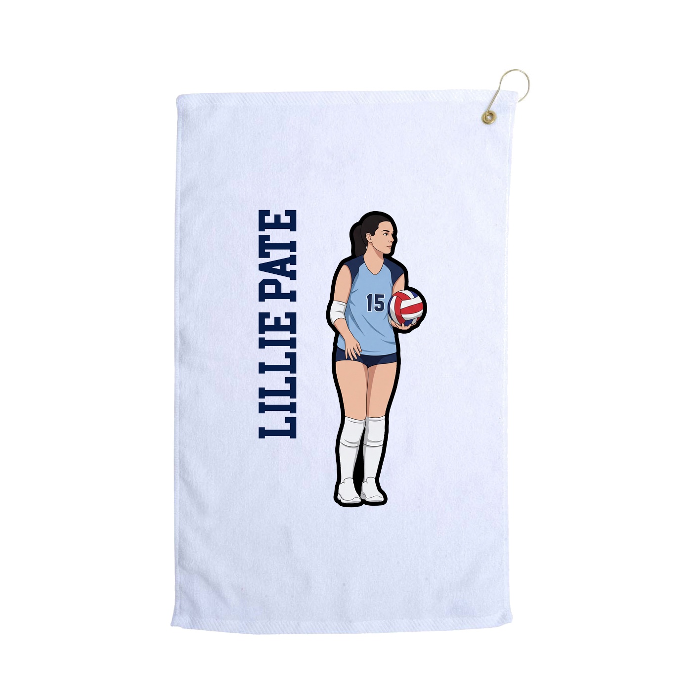 Golf Towel — Name Vertical in White