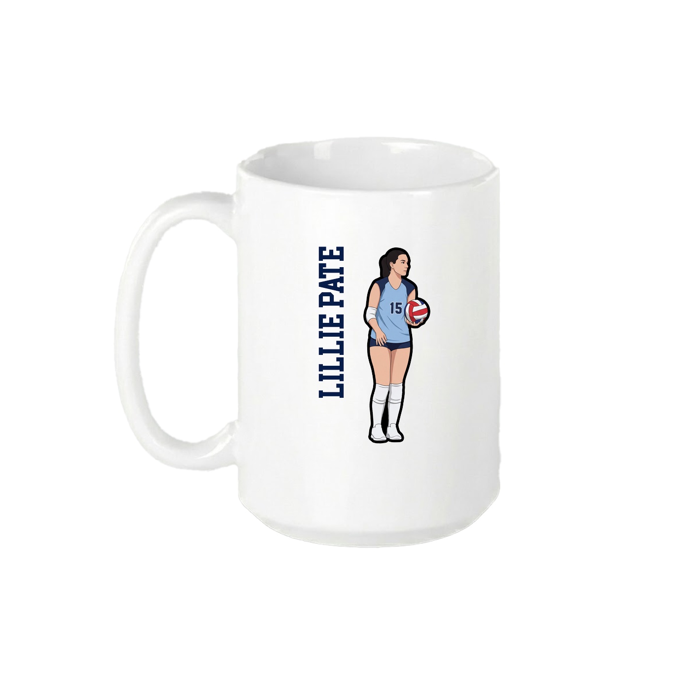 15oz Coffee Mug — Name Vertical in White