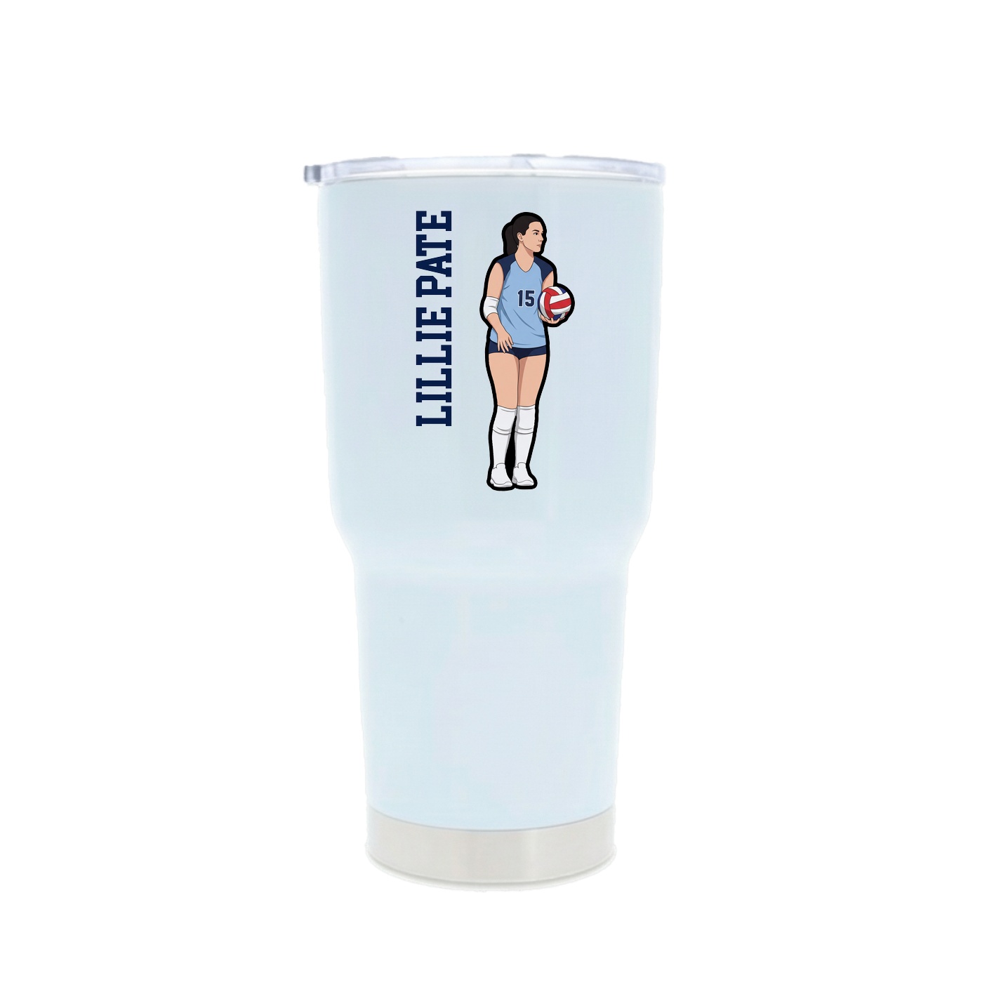 30oz Stainless Steel Tumbler — Name Vertical in White