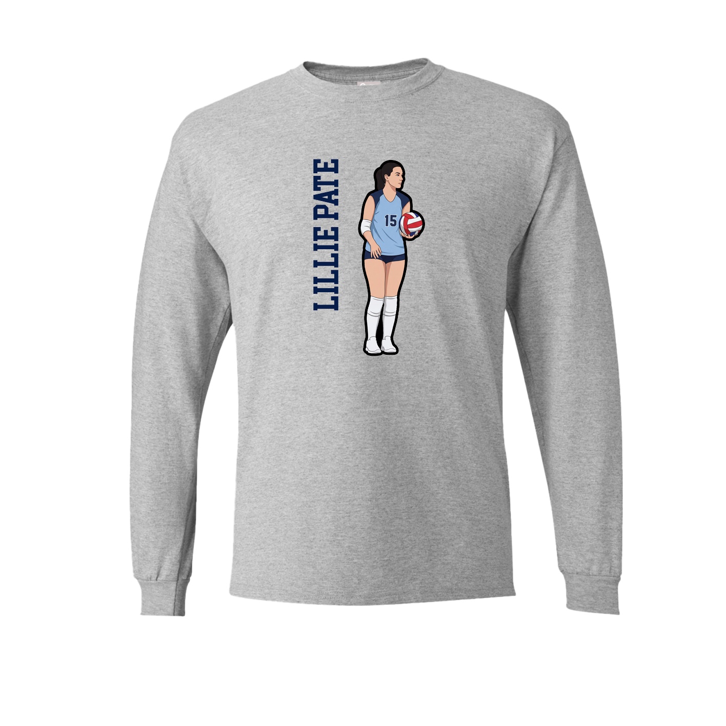 Long Sleeve Tee — Name Vertical in Grey