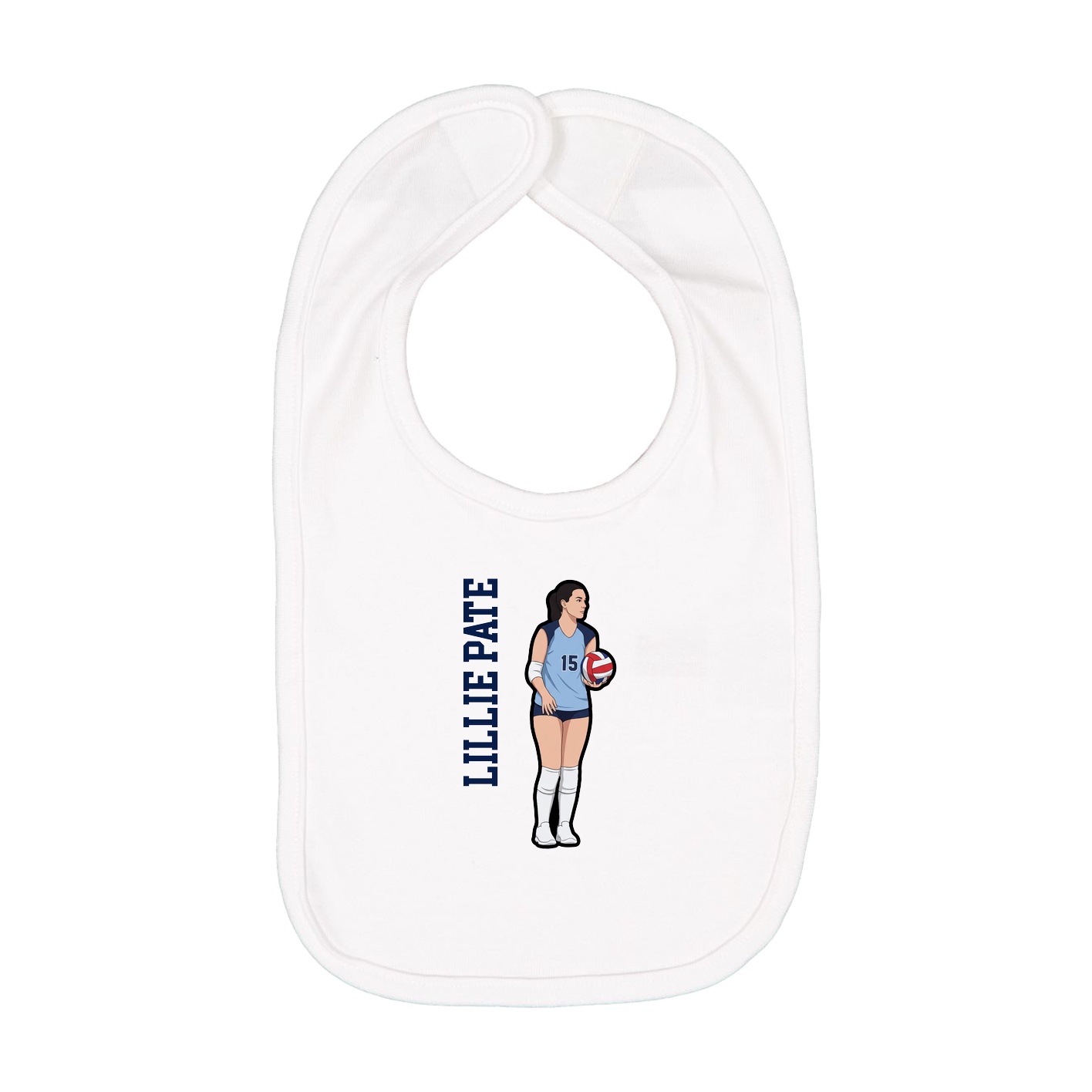 Infant Bib — Name Vertical in White